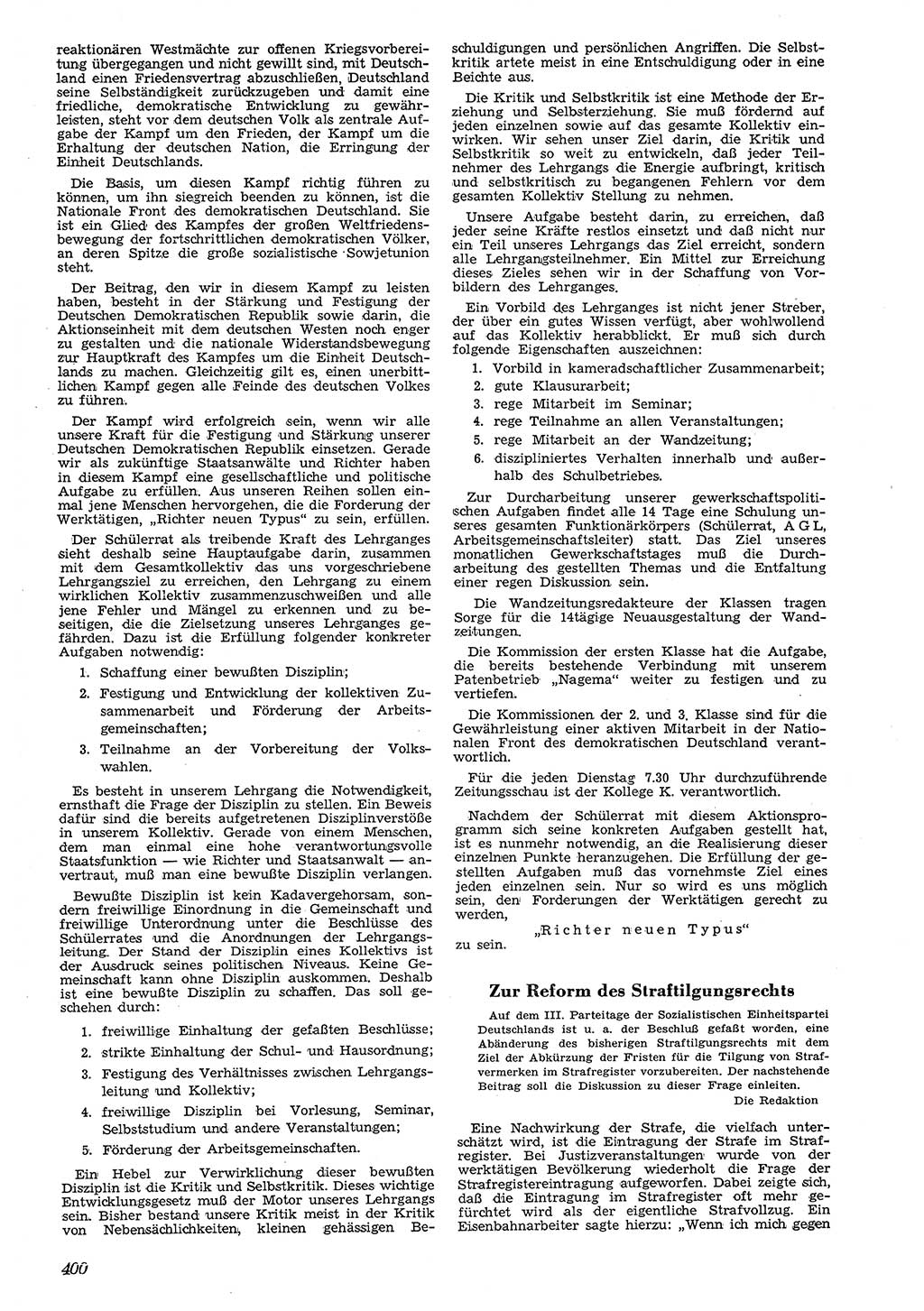 Neue Justiz (NJ), Zeitschrift für Recht und Rechtswissenschaft [Deutsche Demokratische Republik (DDR)], 4. Jahrgang 1950, Seite 400 (NJ DDR 1950, S. 400)