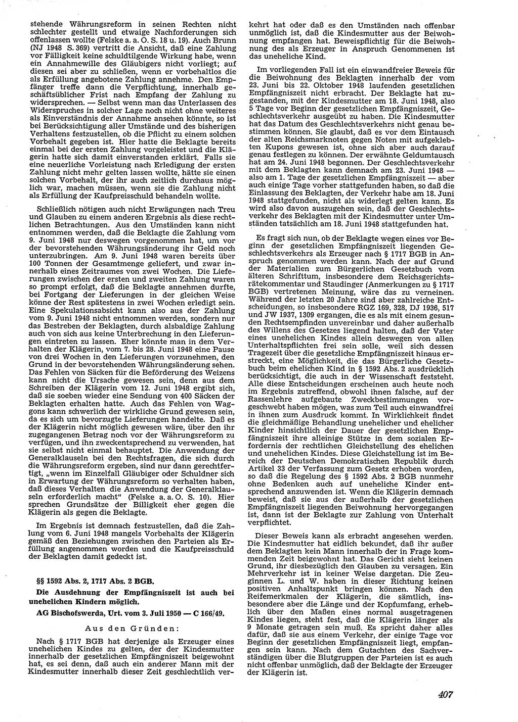 Neue Justiz (NJ), Zeitschrift für Recht und Rechtswissenschaft [Deutsche Demokratische Republik (DDR)], 4. Jahrgang 1950, Seite 407 (NJ DDR 1950, S. 407)