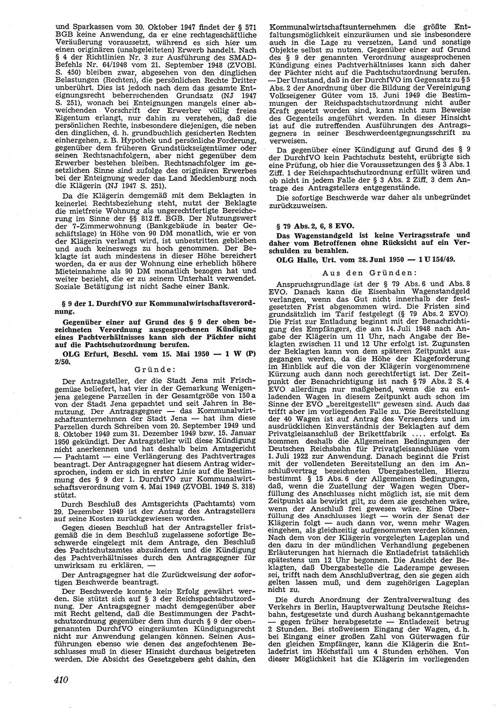 Neue Justiz (NJ), Zeitschrift für Recht und Rechtswissenschaft [Deutsche Demokratische Republik (DDR)], 4. Jahrgang 1950, Seite 410 (NJ DDR 1950, S. 410)