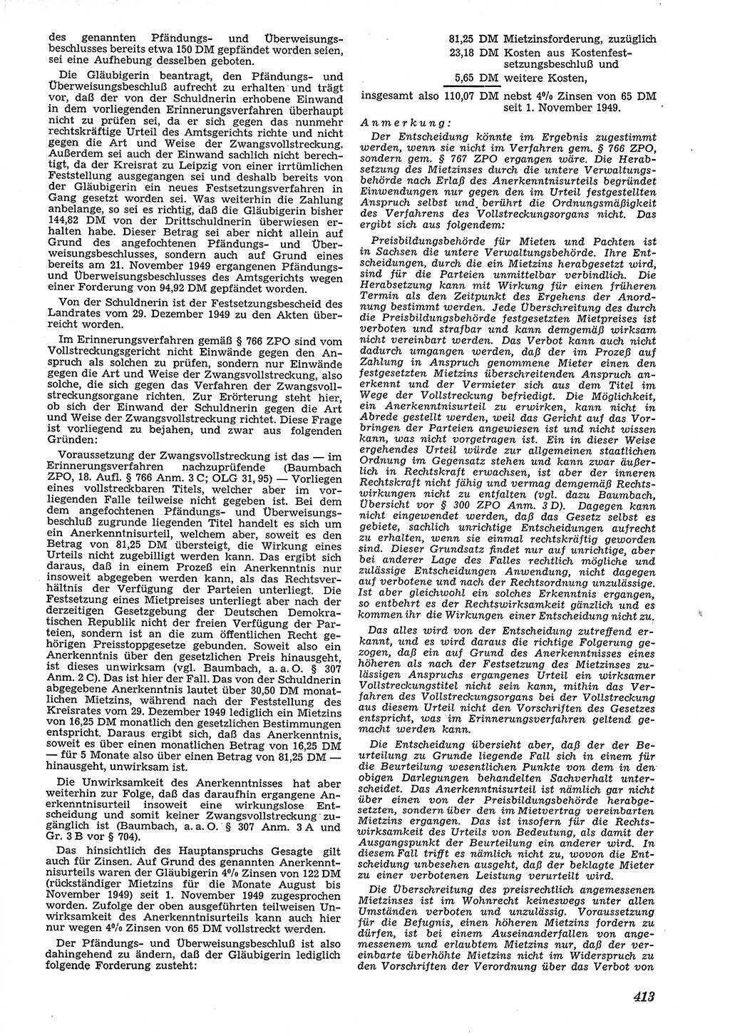 Neue Justiz (NJ), Zeitschrift für Recht und Rechtswissenschaft [Deutsche Demokratische Republik (DDR)], 4. Jahrgang 1950, Seite 413 (NJ DDR 1950, S. 413)