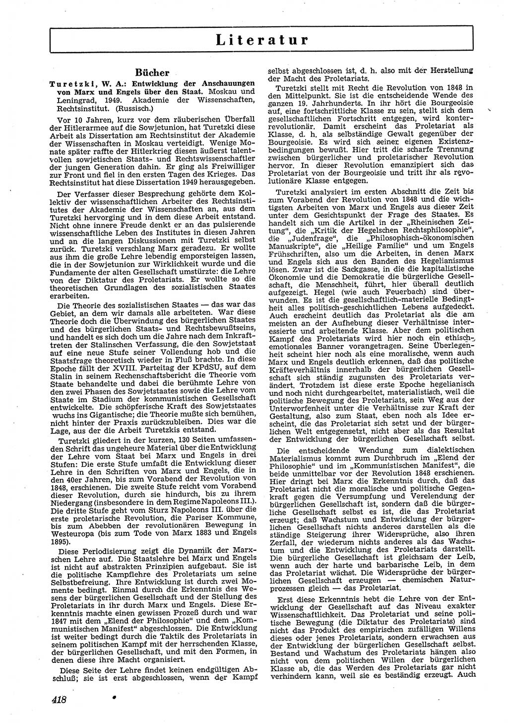 Neue Justiz (NJ), Zeitschrift für Recht und Rechtswissenschaft [Deutsche Demokratische Republik (DDR)], 4. Jahrgang 1950, Seite 418 (NJ DDR 1950, S. 418)