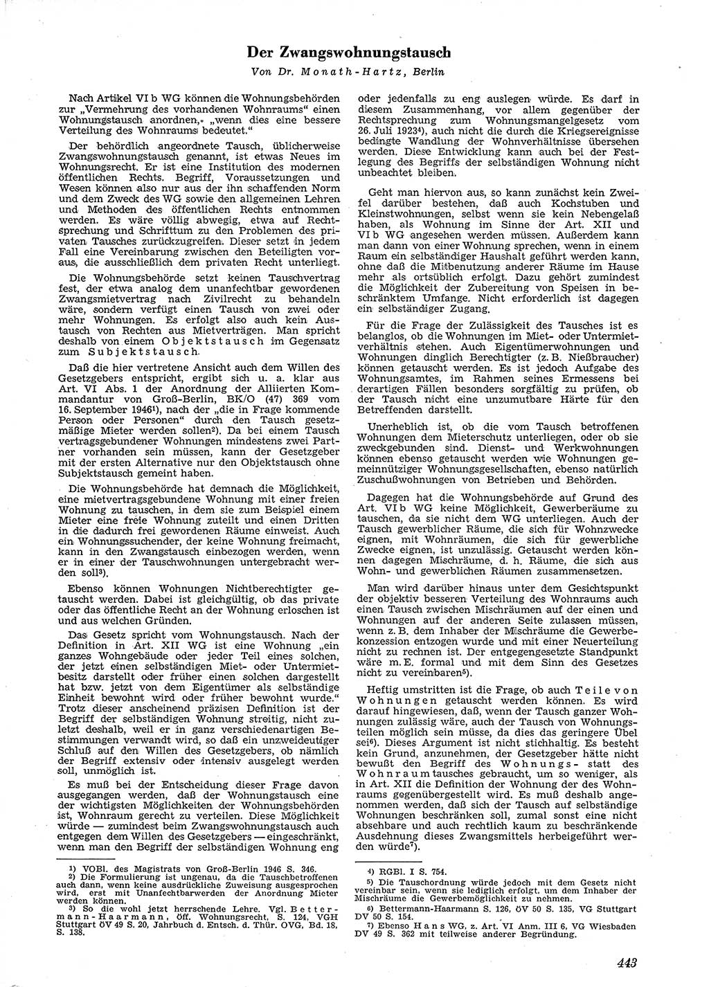 Neue Justiz (NJ), Zeitschrift für Recht und Rechtswissenschaft [Deutsche Demokratische Republik (DDR)], 4. Jahrgang 1950, Seite 443 (NJ DDR 1950, S. 443)