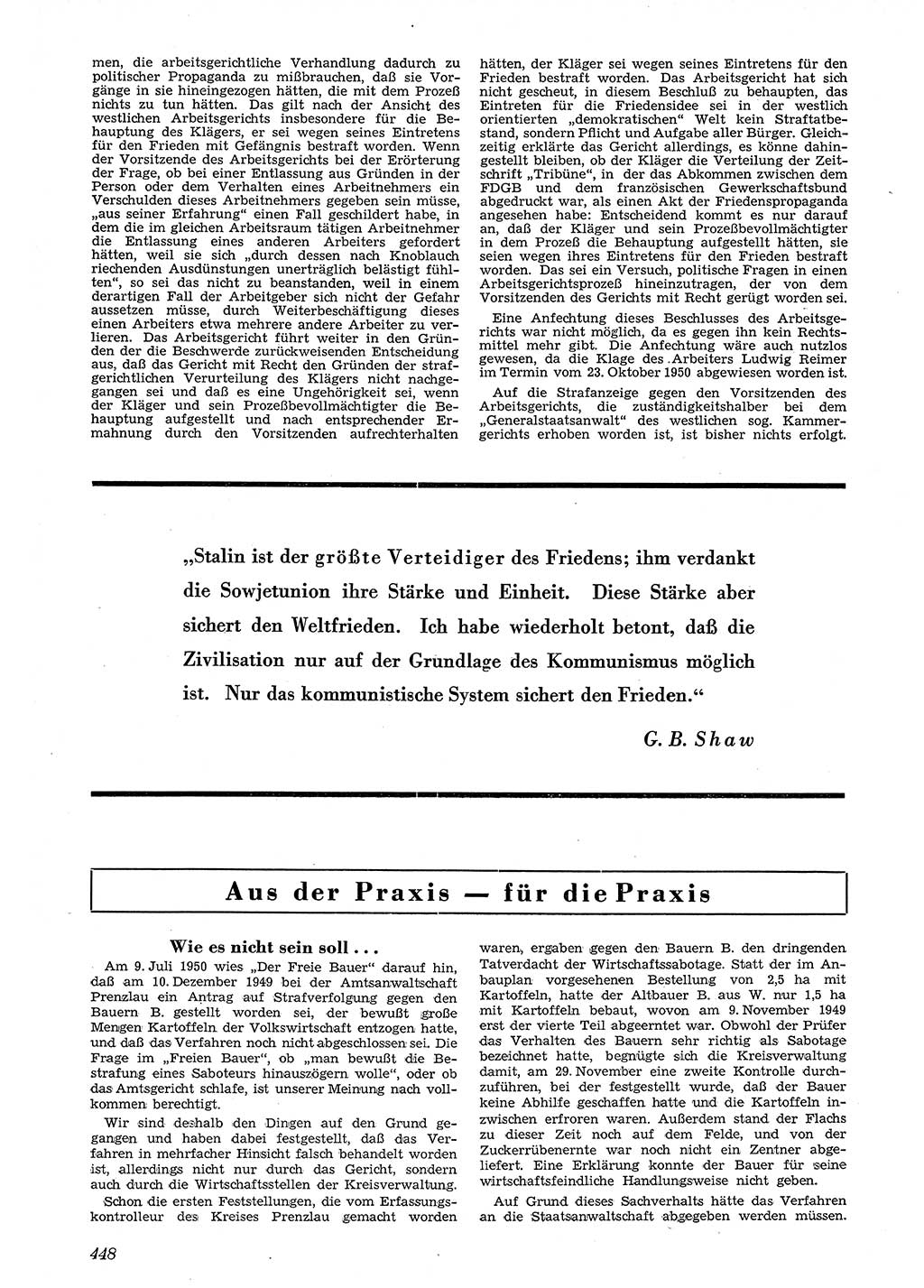 Neue Justiz (NJ), Zeitschrift für Recht und Rechtswissenschaft [Deutsche Demokratische Republik (DDR)], 4. Jahrgang 1950, Seite 448 (NJ DDR 1950, S. 448)
