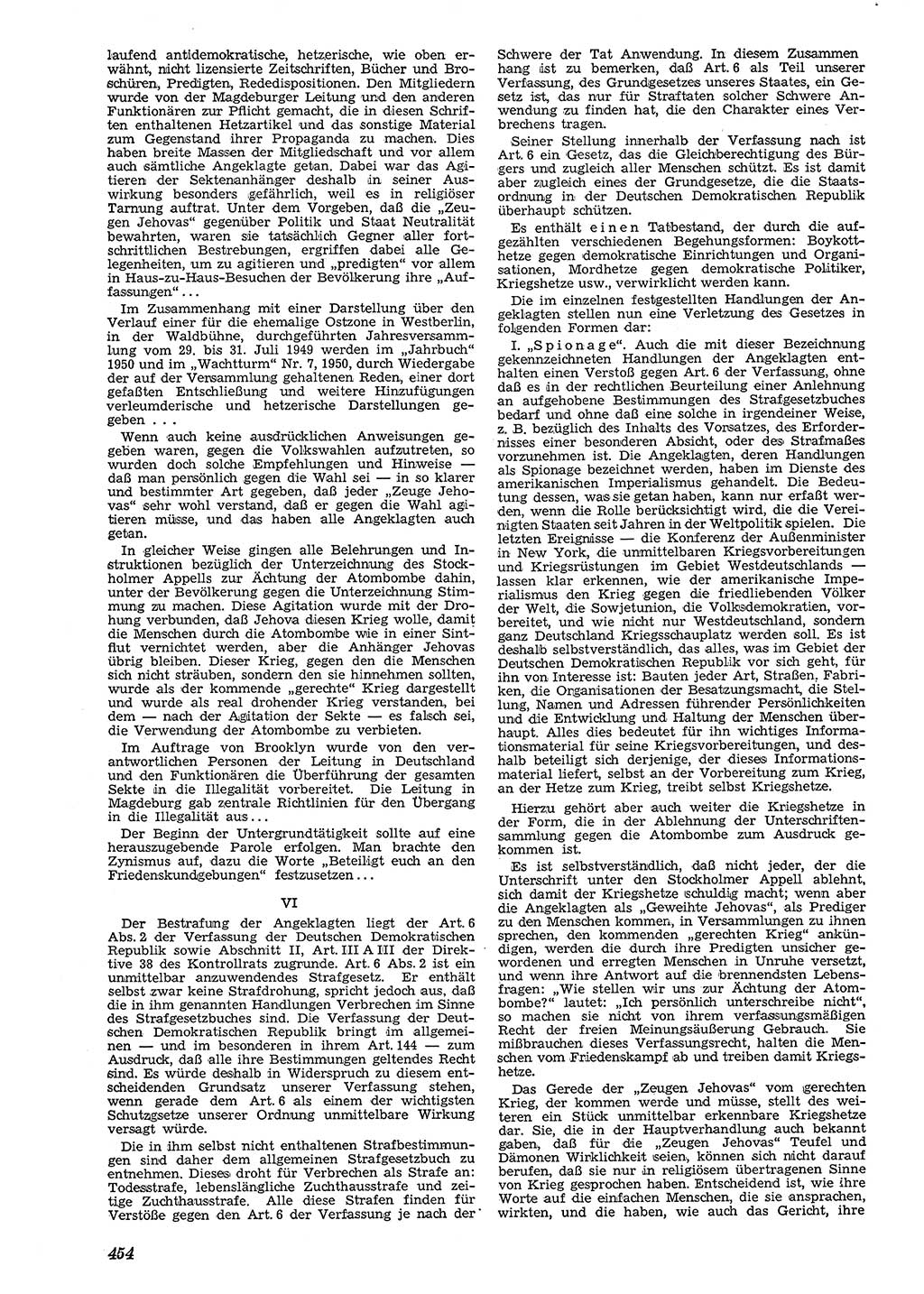 Neue Justiz (NJ), Zeitschrift für Recht und Rechtswissenschaft [Deutsche Demokratische Republik (DDR)], 4. Jahrgang 1950, Seite 454 (NJ DDR 1950, S. 454)