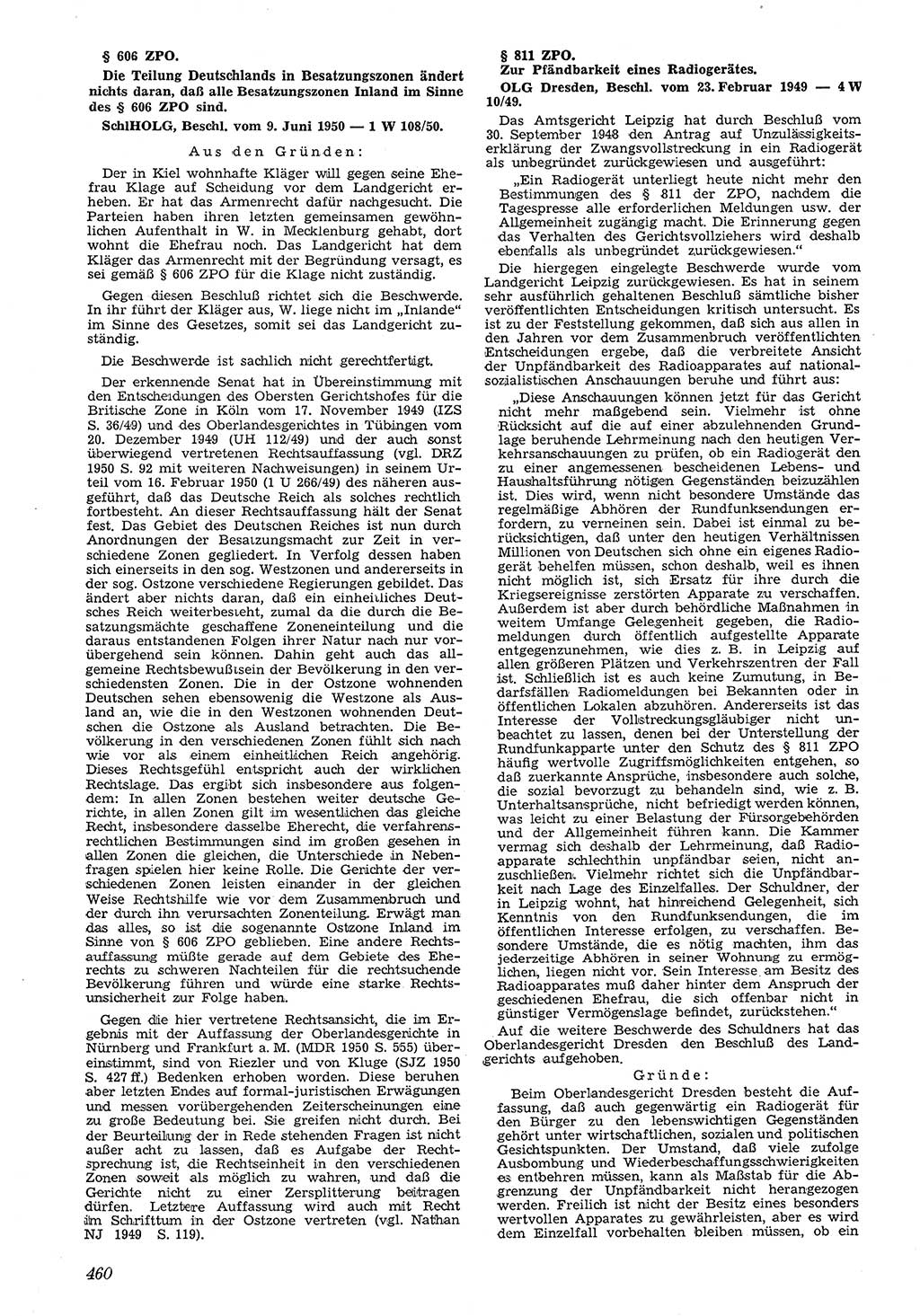 Neue Justiz (NJ), Zeitschrift für Recht und Rechtswissenschaft [Deutsche Demokratische Republik (DDR)], 4. Jahrgang 1950, Seite 460 (NJ DDR 1950, S. 460)