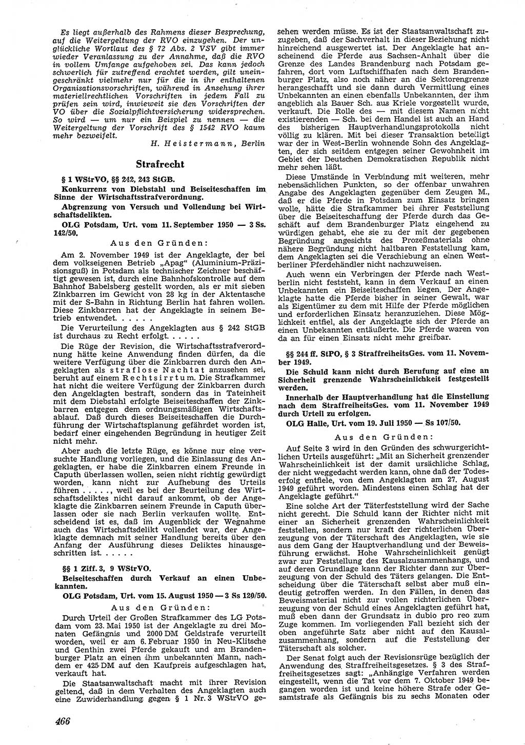 Neue Justiz (NJ), Zeitschrift für Recht und Rechtswissenschaft [Deutsche Demokratische Republik (DDR)], 4. Jahrgang 1950, Seite 466 (NJ DDR 1950, S. 466)