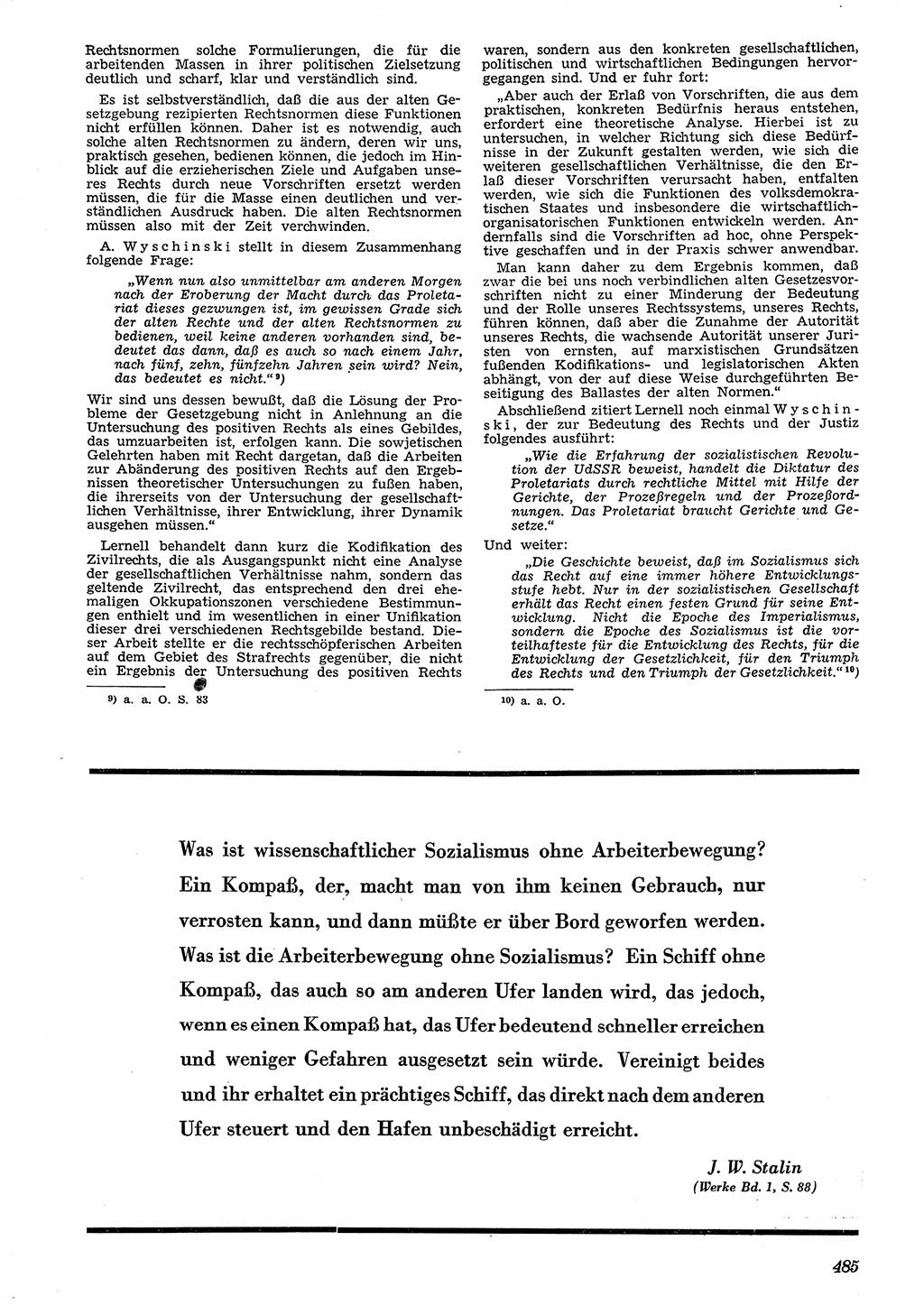Neue Justiz (NJ), Zeitschrift für Recht und Rechtswissenschaft [Deutsche Demokratische Republik (DDR)], 4. Jahrgang 1950, Seite 485 (NJ DDR 1950, S. 485)