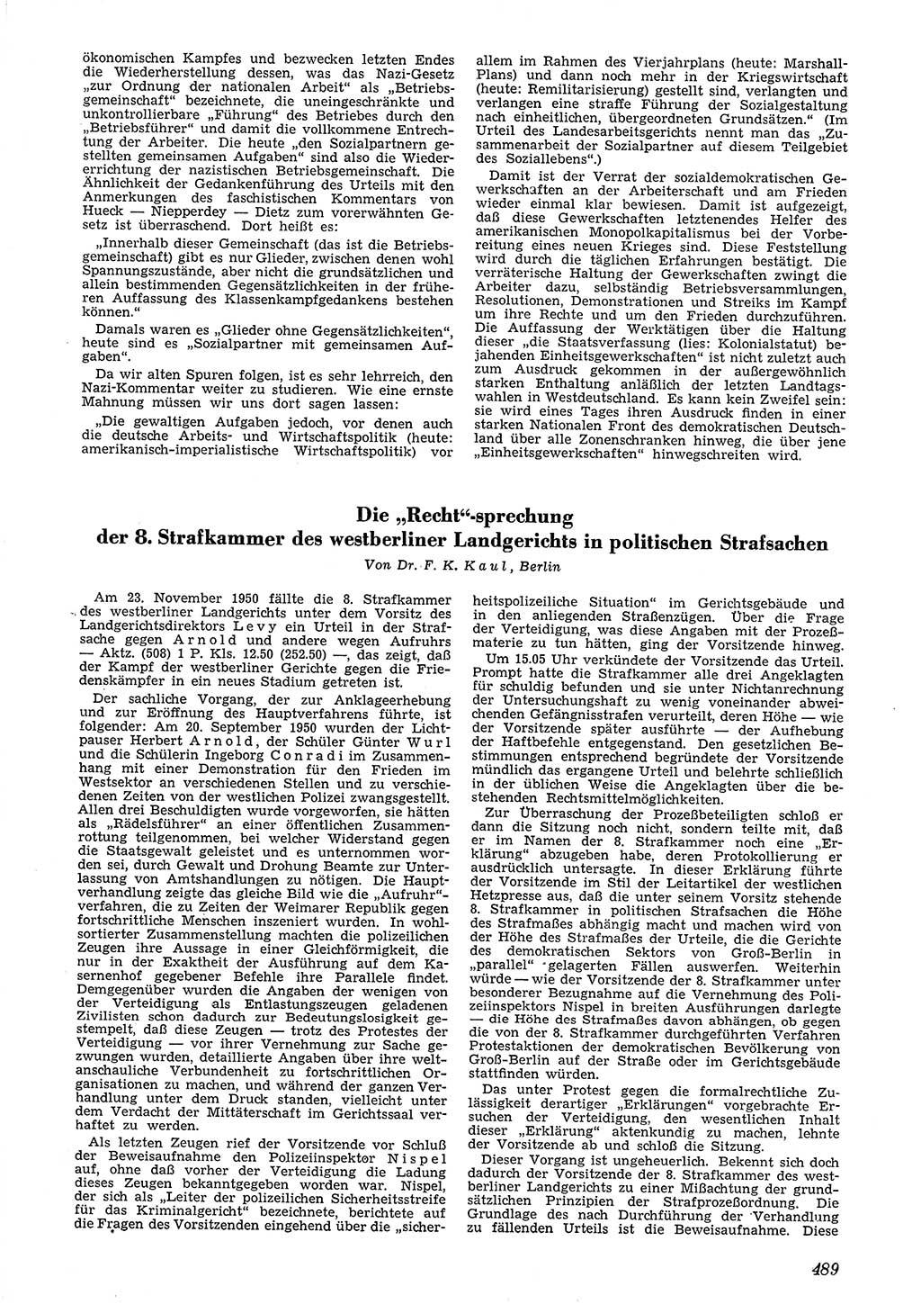 Neue Justiz (NJ), Zeitschrift für Recht und Rechtswissenschaft [Deutsche Demokratische Republik (DDR)], 4. Jahrgang 1950, Seite 489 (NJ DDR 1950, S. 489)