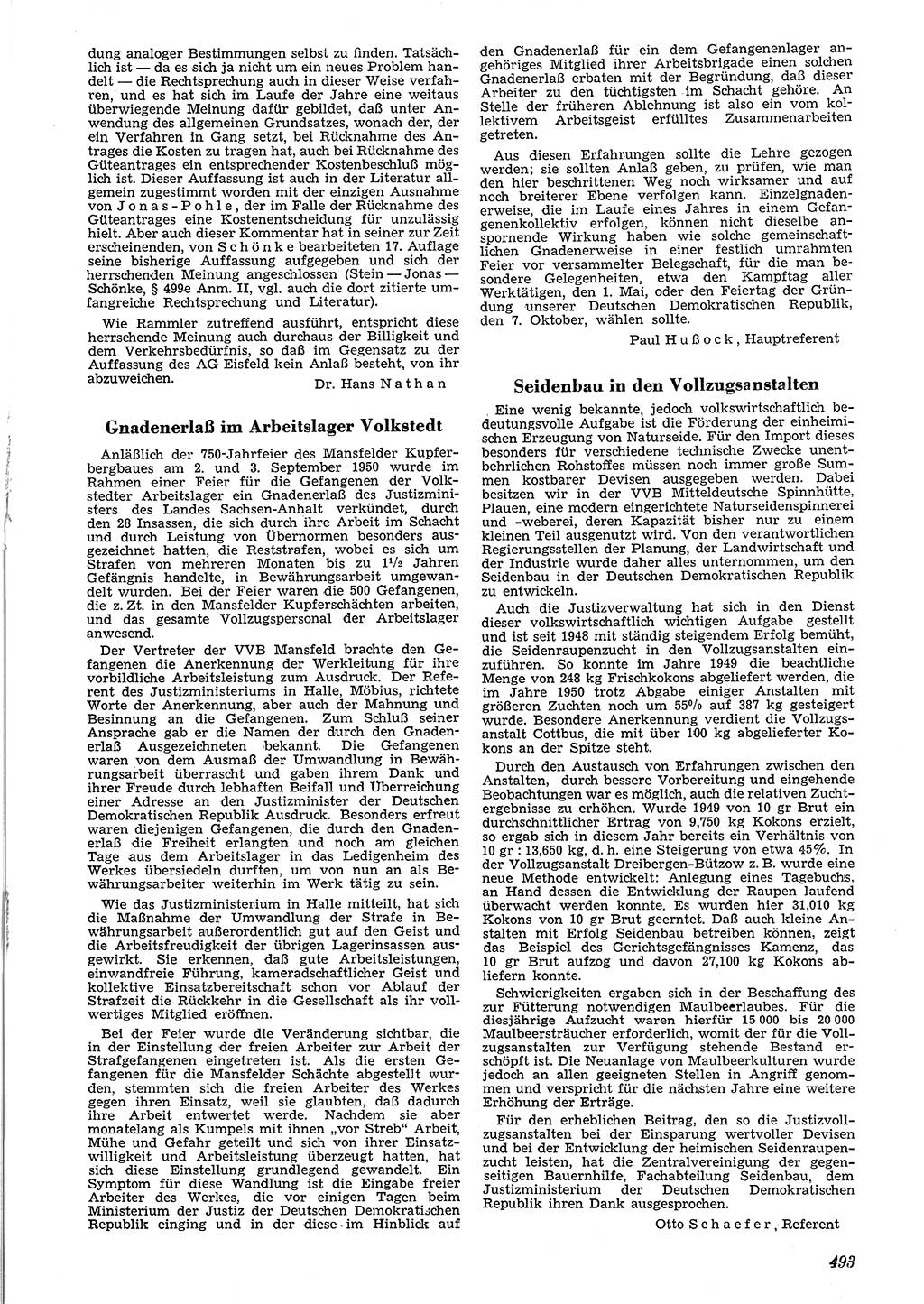 Neue Justiz (NJ), Zeitschrift für Recht und Rechtswissenschaft [Deutsche Demokratische Republik (DDR)], 4. Jahrgang 1950, Seite 493 (NJ DDR 1950, S. 493)