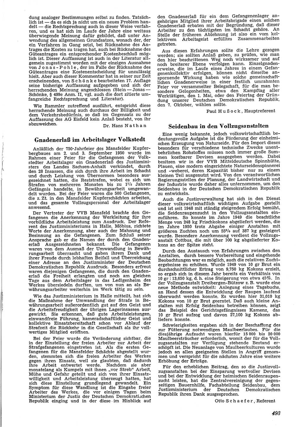Neue Justiz (NJ), Zeitschrift für Recht und Rechtswissenschaft [Deutsche Demokratische Republik (DDR)], 4. Jahrgang 1950, Seite 493 (NJ DDR 1950, S. 493)