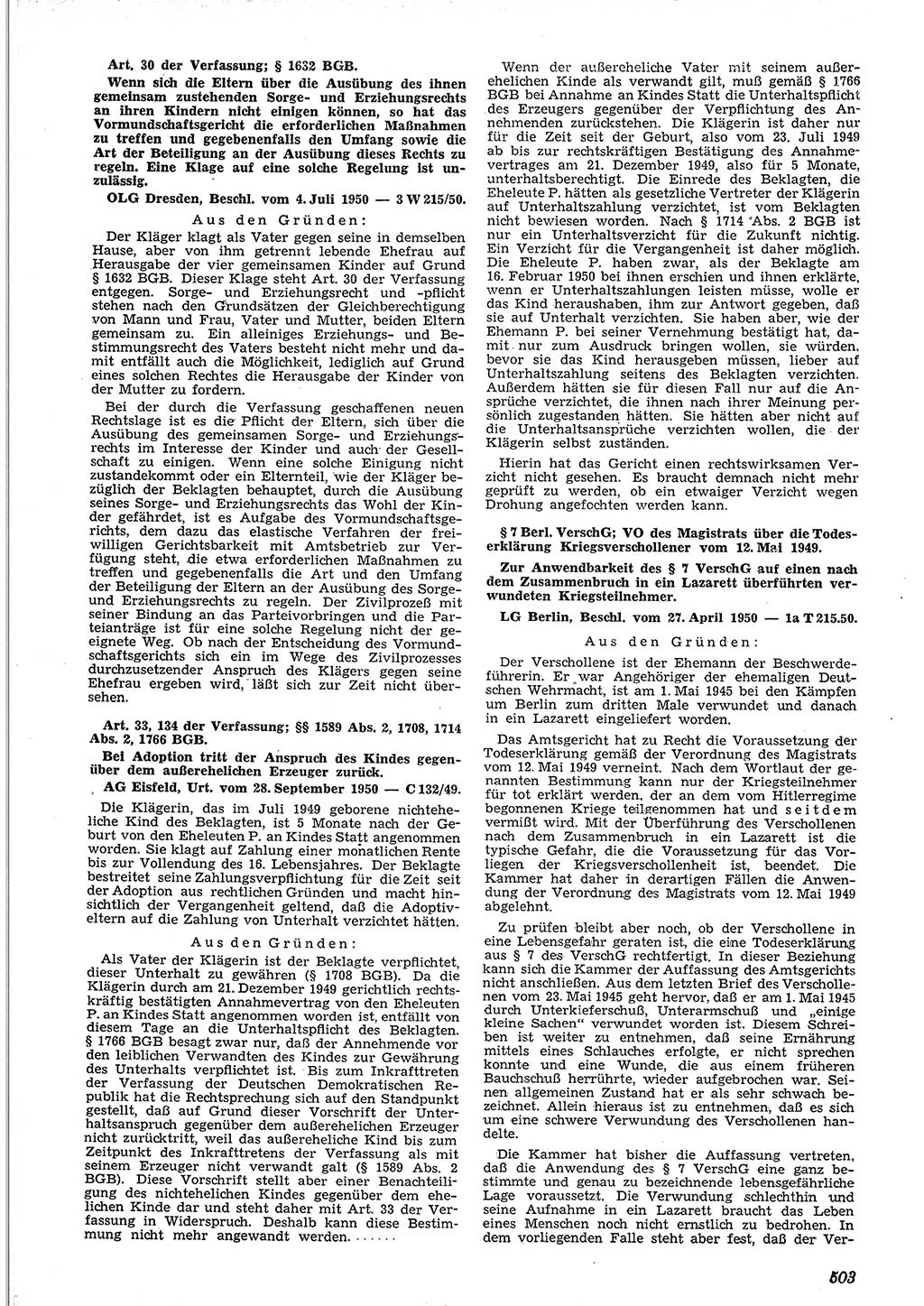 Neue Justiz (NJ), Zeitschrift für Recht und Rechtswissenschaft [Deutsche Demokratische Republik (DDR)], 4. Jahrgang 1950, Seite 503 (NJ DDR 1950, S. 503)