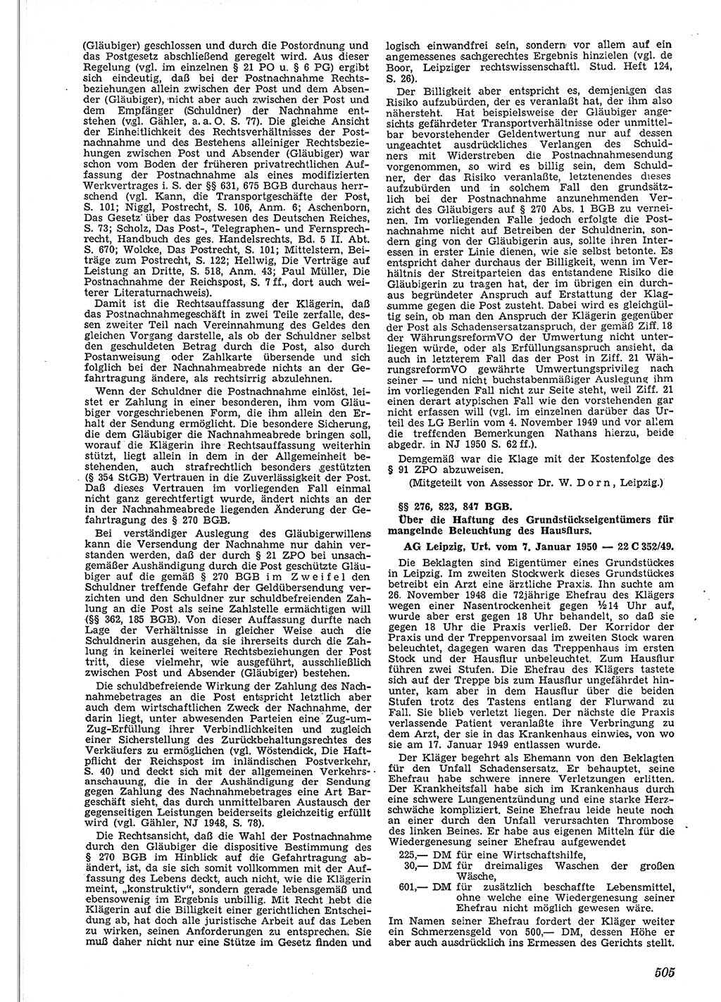 Neue Justiz (NJ), Zeitschrift für Recht und Rechtswissenschaft [Deutsche Demokratische Republik (DDR)], 4. Jahrgang 1950, Seite 505 (NJ DDR 1950, S. 505)