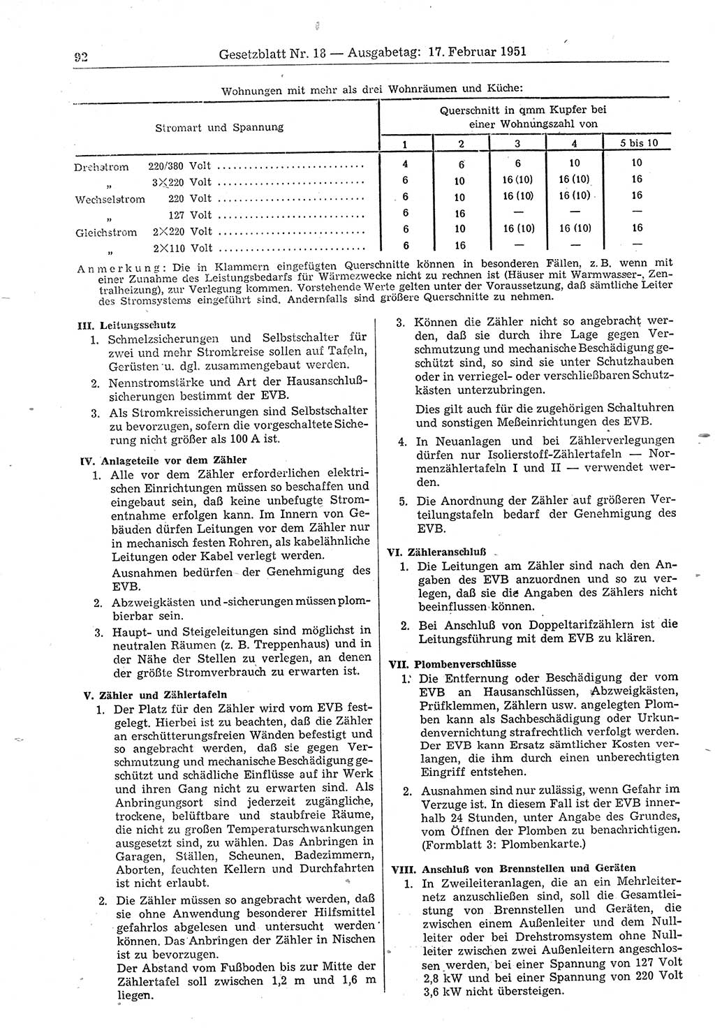 Gesetzblatt (GBl.) der Deutschen Demokratischen Republik (DDR) 1951, Seite 92 (GBl. DDR 1951, S. 92)