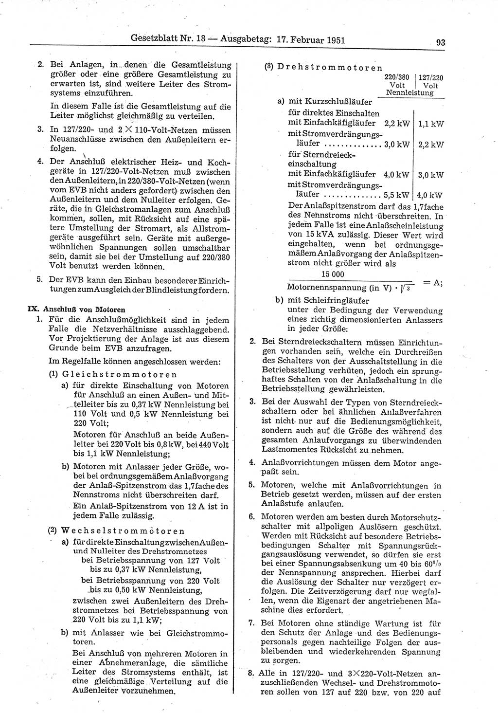 Gesetzblatt (GBl.) der Deutschen Demokratischen Republik (DDR) 1951, Seite 93 (GBl. DDR 1951, S. 93)