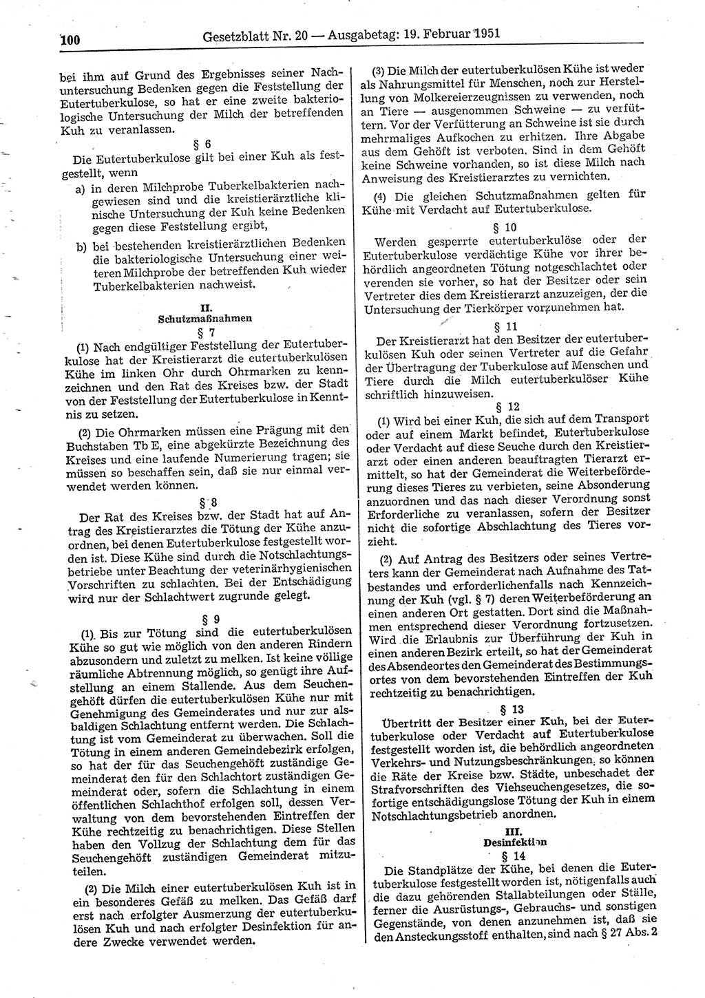 Gesetzblatt (GBl.) der Deutschen Demokratischen Republik (DDR) 1951, Seite 100 (GBl. DDR 1951, S. 100)