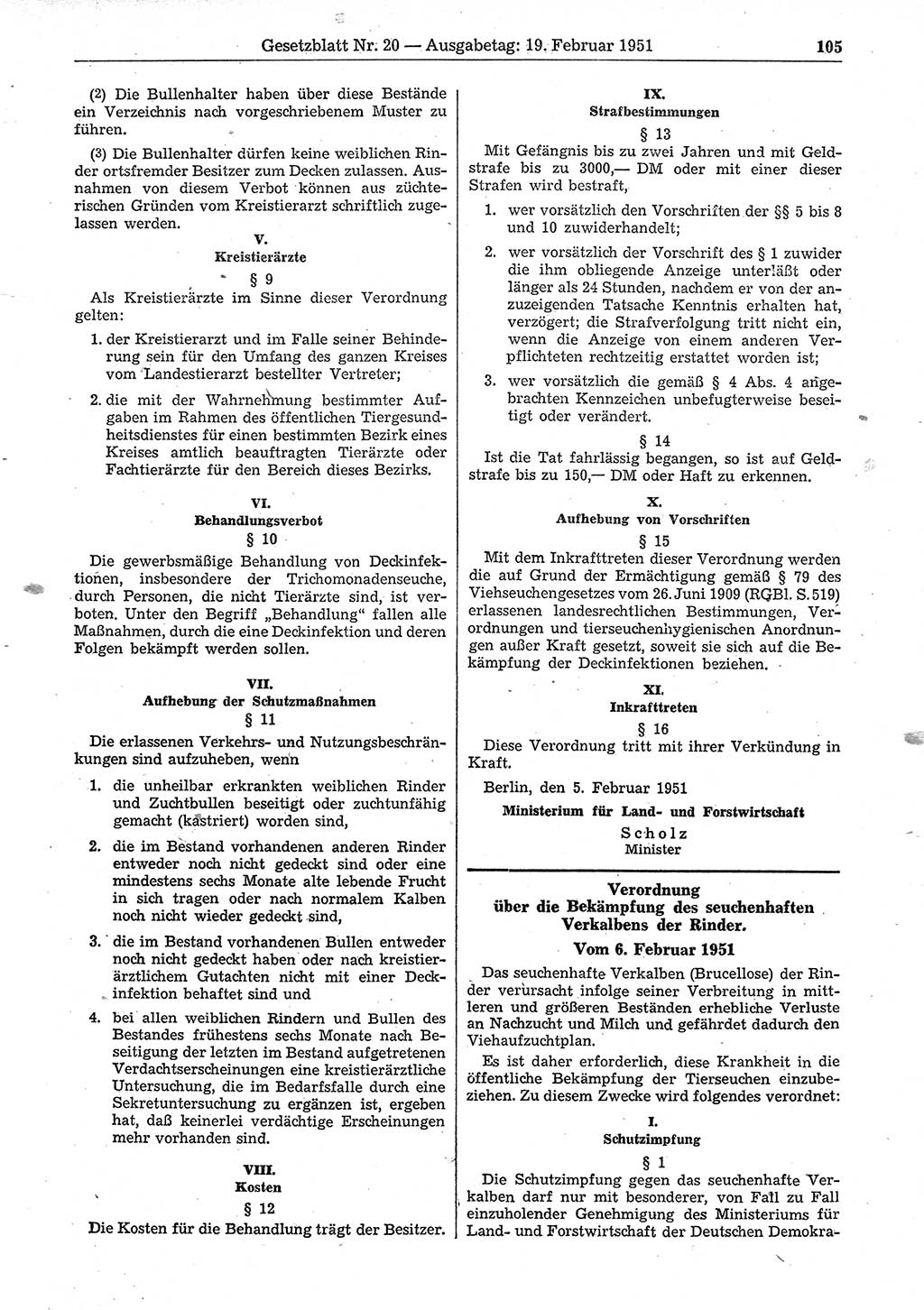 Gesetzblatt (GBl.) der Deutschen Demokratischen Republik (DDR) 1951, Seite 105 (GBl. DDR 1951, S. 105)