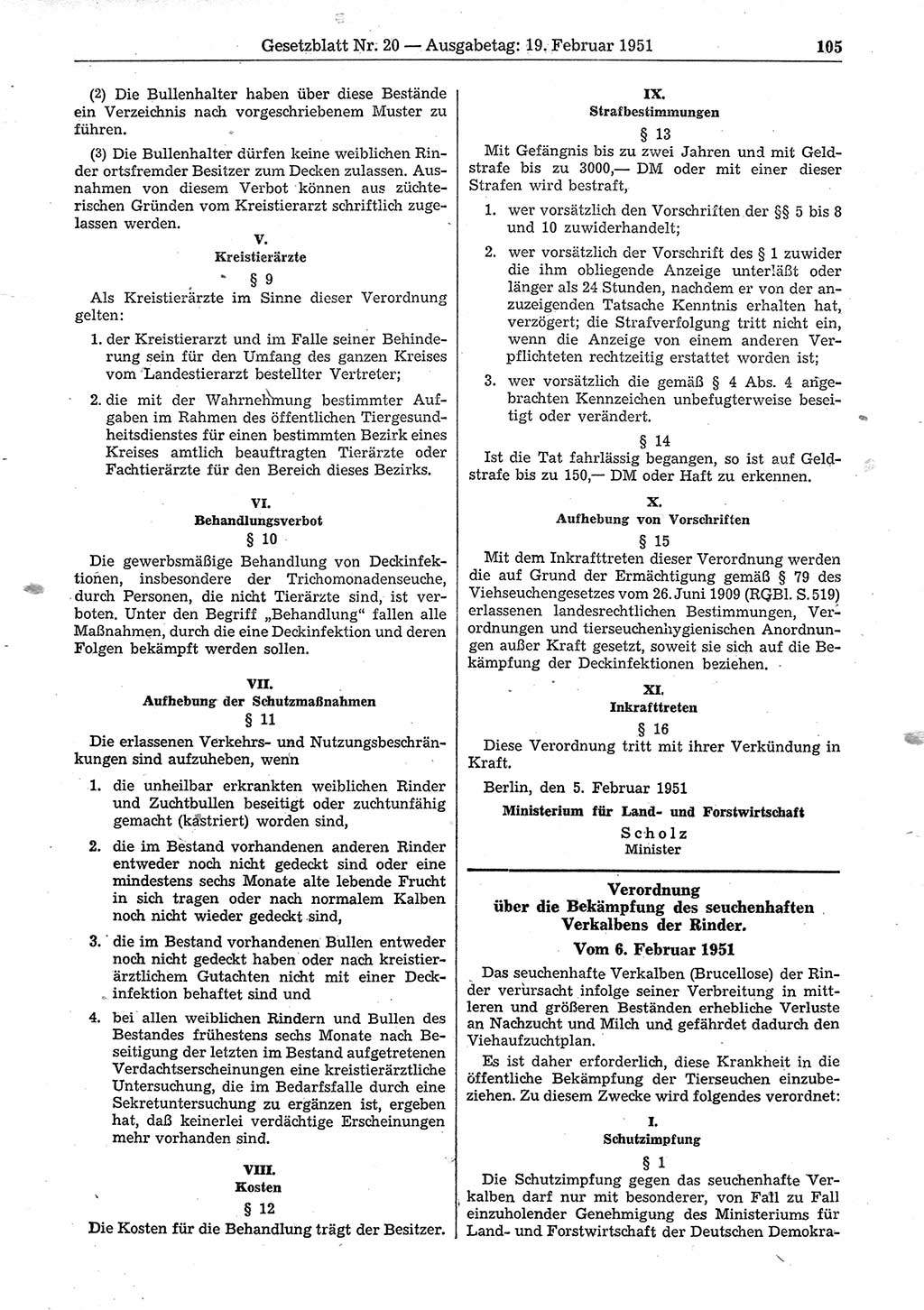 Gesetzblatt (GBl.) der Deutschen Demokratischen Republik (DDR) 1951, Seite 105 (GBl. DDR 1951, S. 105)