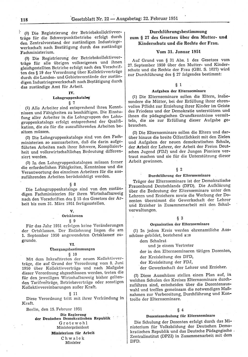 Gesetzblatt (GBl.) der Deutschen Demokratischen Republik (DDR) 1951, Seite 118 (GBl. DDR 1951, S. 118)