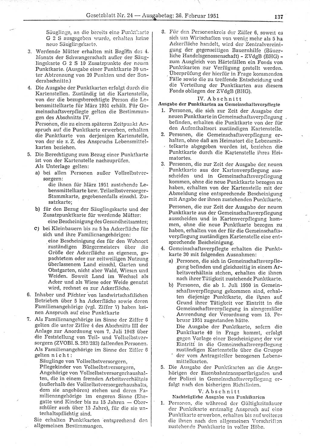 Gesetzblatt (GBl.) der Deutschen Demokratischen Republik (DDR) 1951, Seite 137 (GBl. DDR 1951, S. 137)