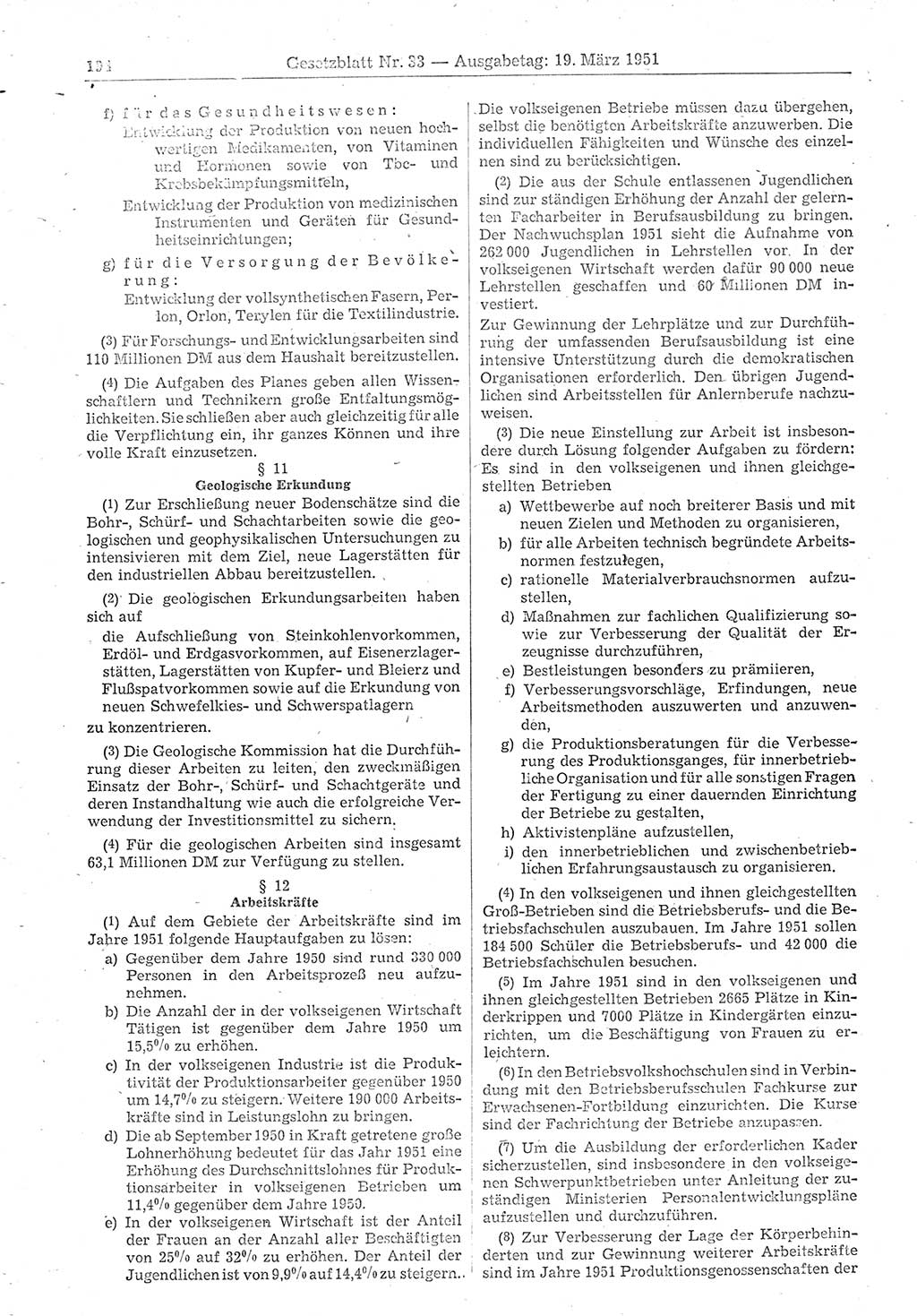 Gesetzblatt (GBl.) der Deutschen Demokratischen Republik (DDR) 1951, Seite 194 (GBl. DDR 1951, S. 194)