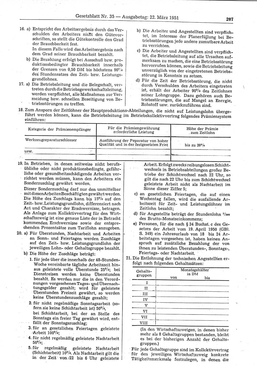 Gesetzblatt (GBl.) der Deutschen Demokratischen Republik (DDR) 1951, Seite 207 (GBl. DDR 1951, S. 207)