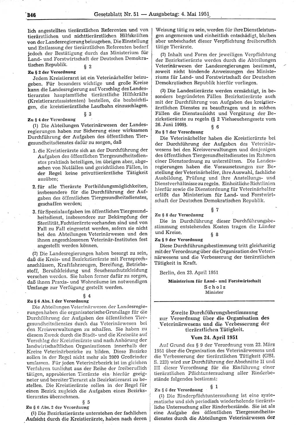 Gesetzblatt (GBl.) der Deutschen Demokratischen Republik (DDR) 1951, Seite 346 (GBl. DDR 1951, S. 346)