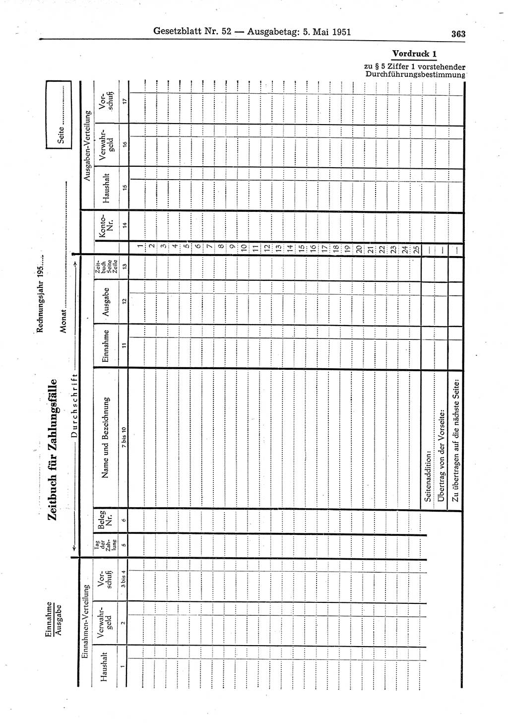 Gesetzblatt (GBl.) der Deutschen Demokratischen Republik (DDR) 1951, Seite 363 (GBl. DDR 1951, S. 363)