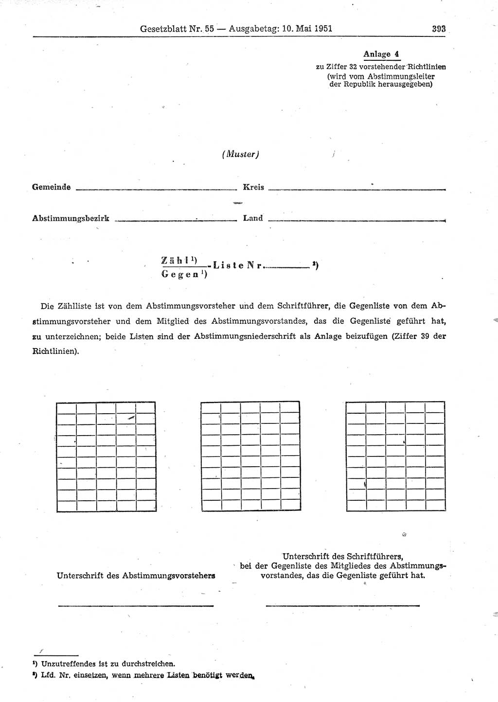 Gesetzblatt (GBl.) der Deutschen Demokratischen Republik (DDR) 1951, Seite 393 (GBl. DDR 1951, S. 393)