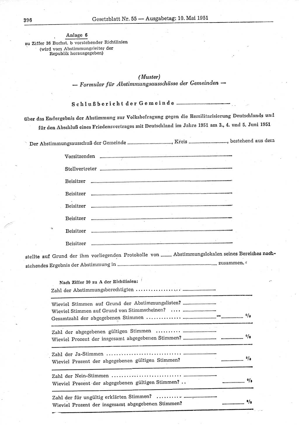 Gesetzblatt (GBl.) der Deutschen Demokratischen Republik (DDR) 1951, Seite 396 (GBl. DDR 1951, S. 396)