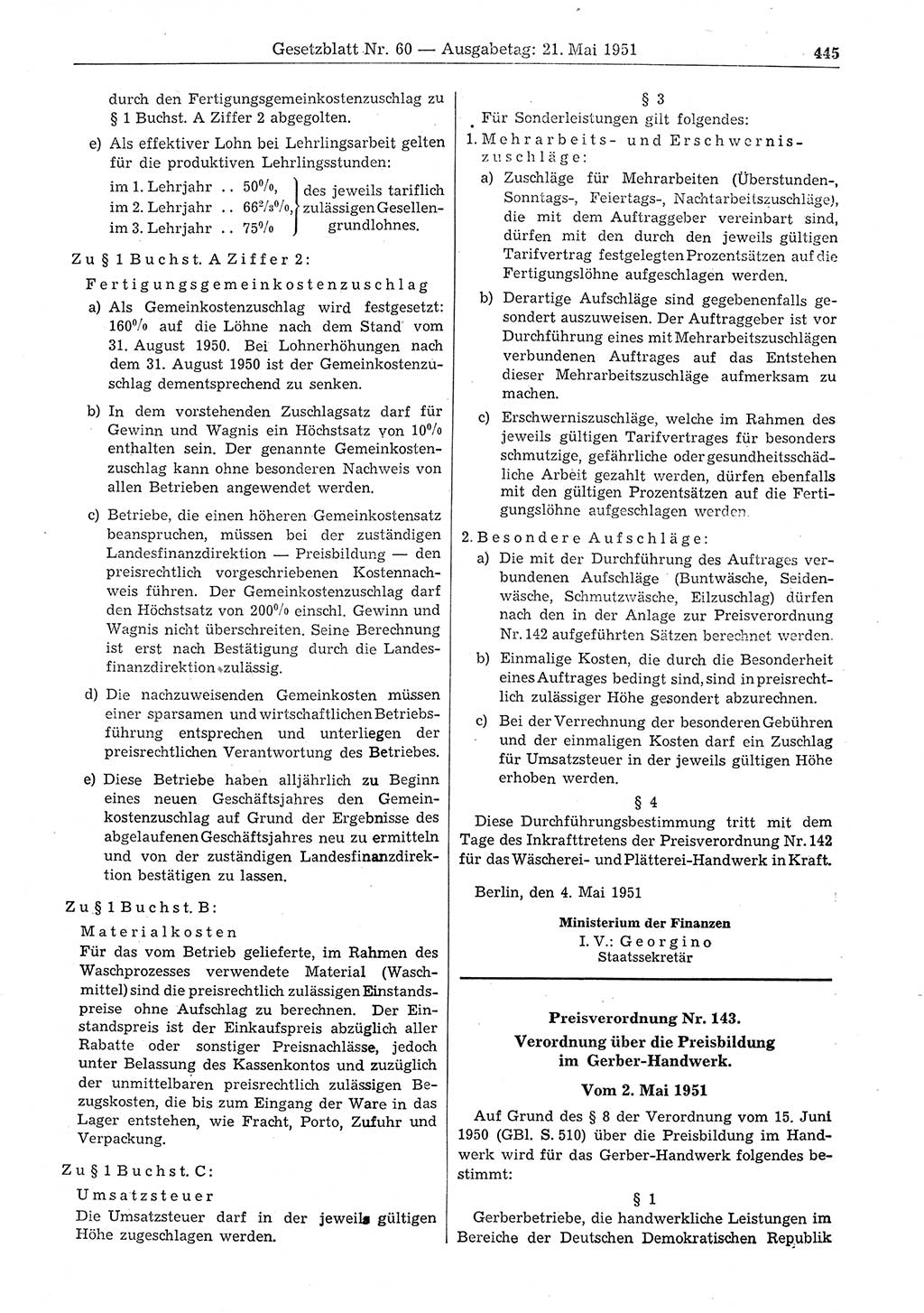 Gesetzblatt (GBl.) der Deutschen Demokratischen Republik (DDR) 1951, Seite 445 (GBl. DDR 1951, S. 445)