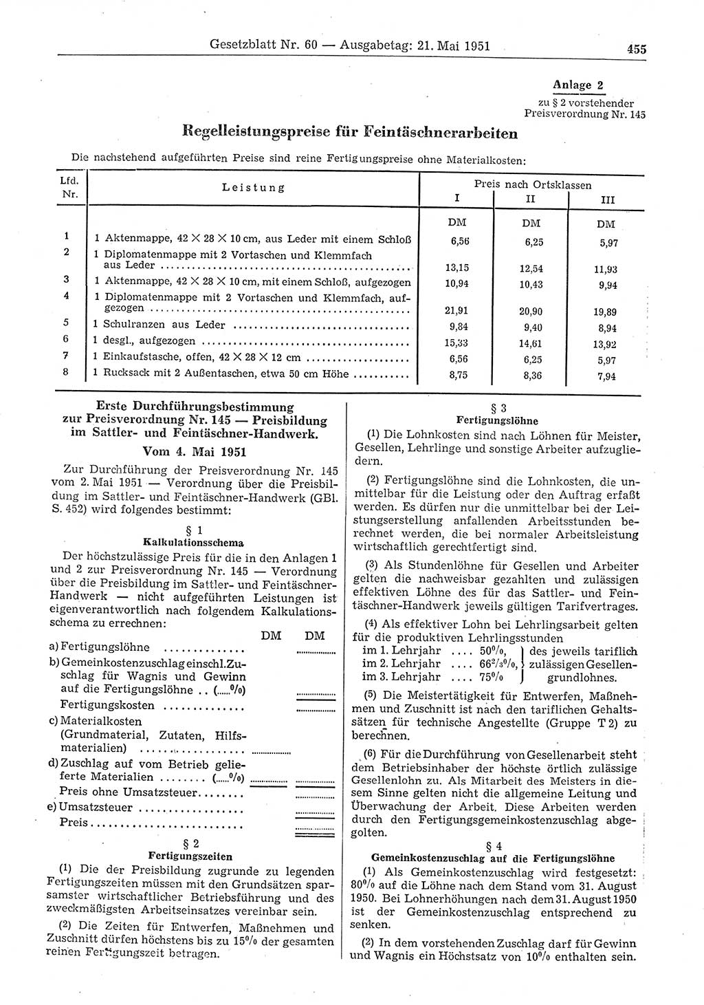 Gesetzblatt (GBl.) der Deutschen Demokratischen Republik (DDR) 1951, Seite 455 (GBl. DDR 1951, S. 455)