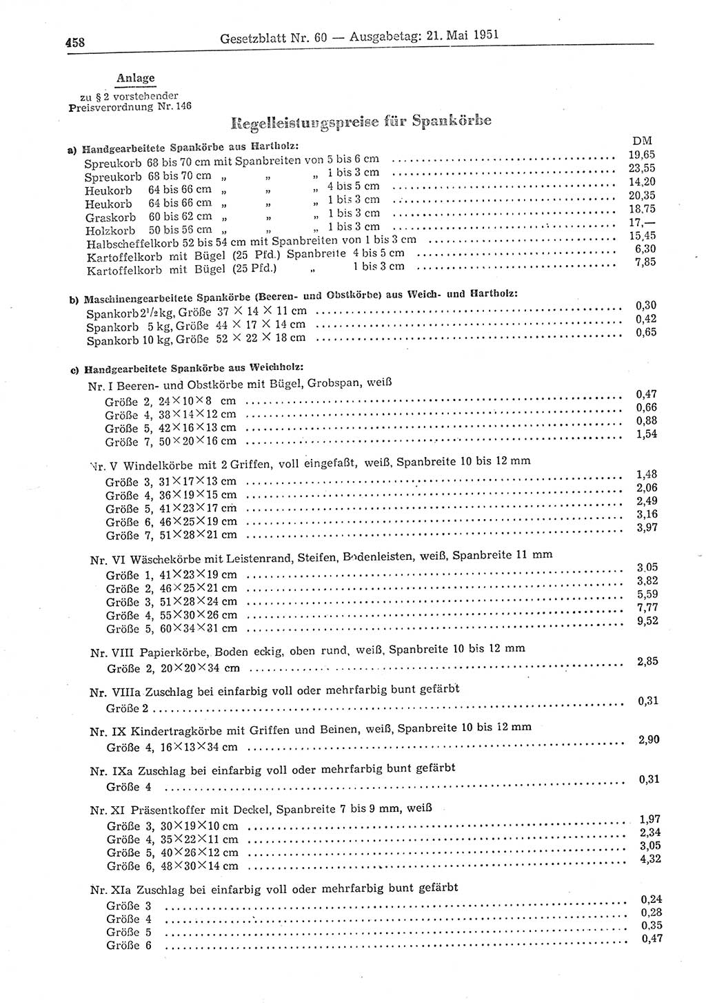 Gesetzblatt (GBl.) der Deutschen Demokratischen Republik (DDR) 1951, Seite 458 (GBl. DDR 1951, S. 458)