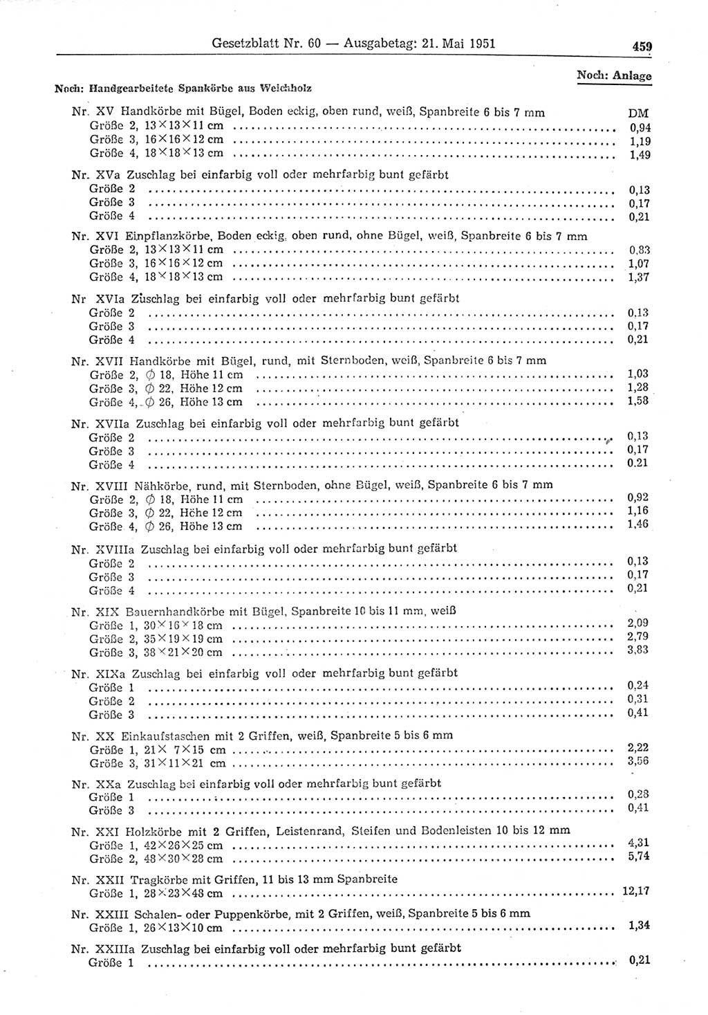 Gesetzblatt (GBl.) der Deutschen Demokratischen Republik (DDR) 1951, Seite 459 (GBl. DDR 1951, S. 459)