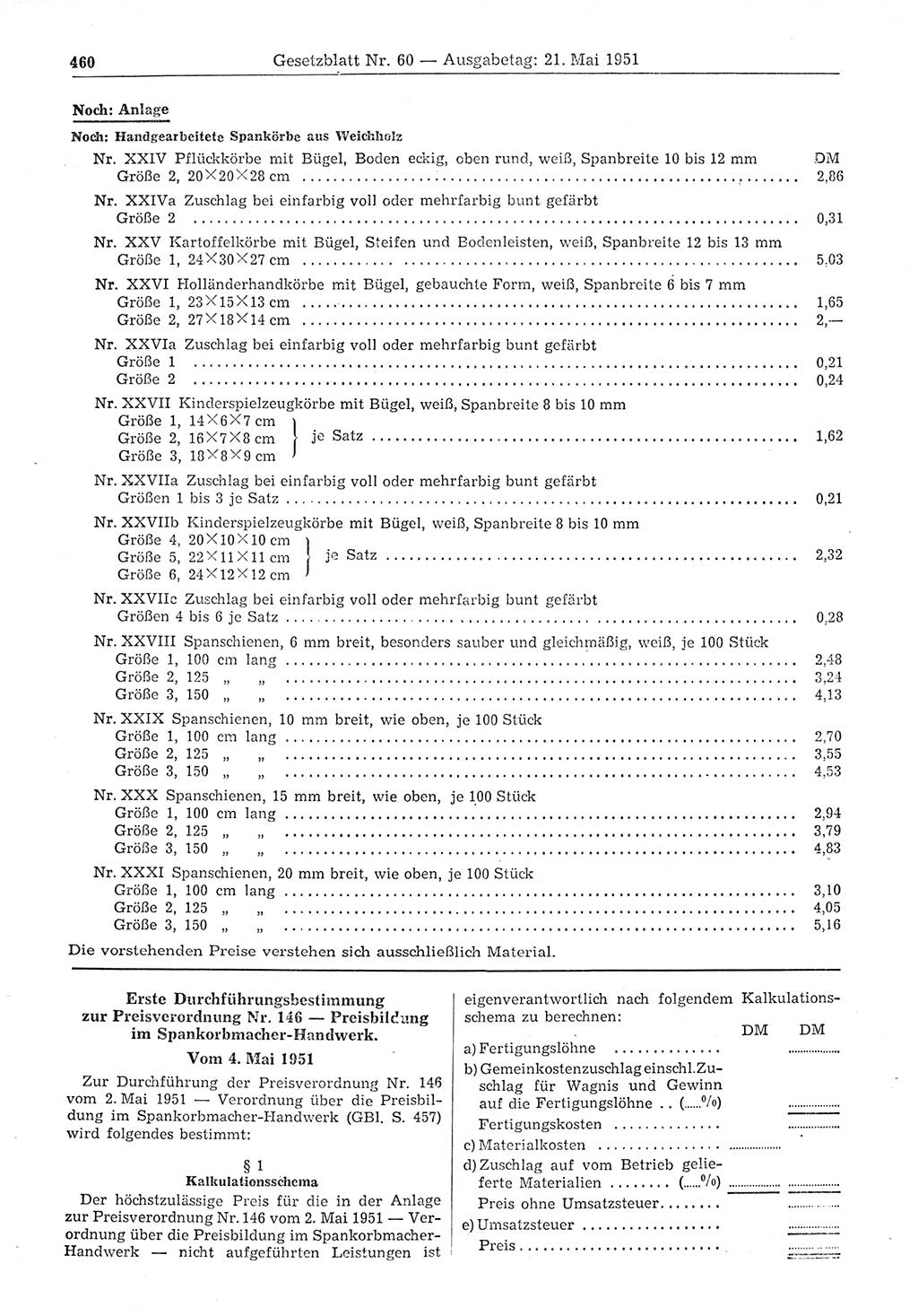 Gesetzblatt (GBl.) der Deutschen Demokratischen Republik (DDR) 1951, Seite 460 (GBl. DDR 1951, S. 460)