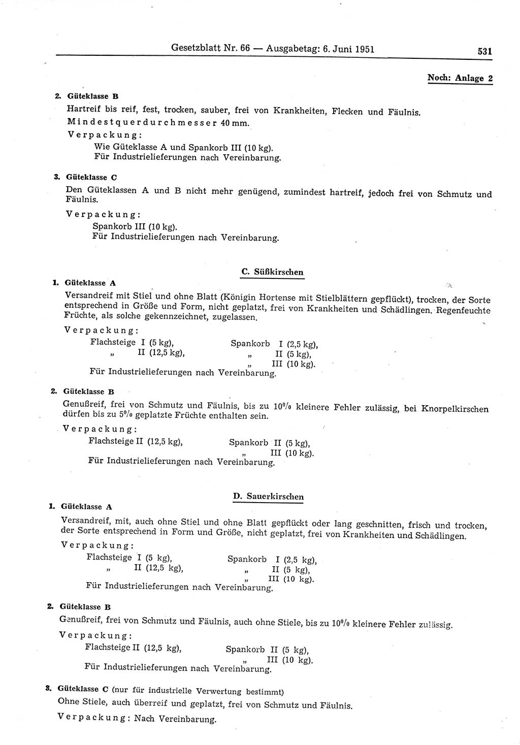 Gesetzblatt (GBl.) der Deutschen Demokratischen Republik (DDR) 1951, Seite 531 (GBl. DDR 1951, S. 531)
