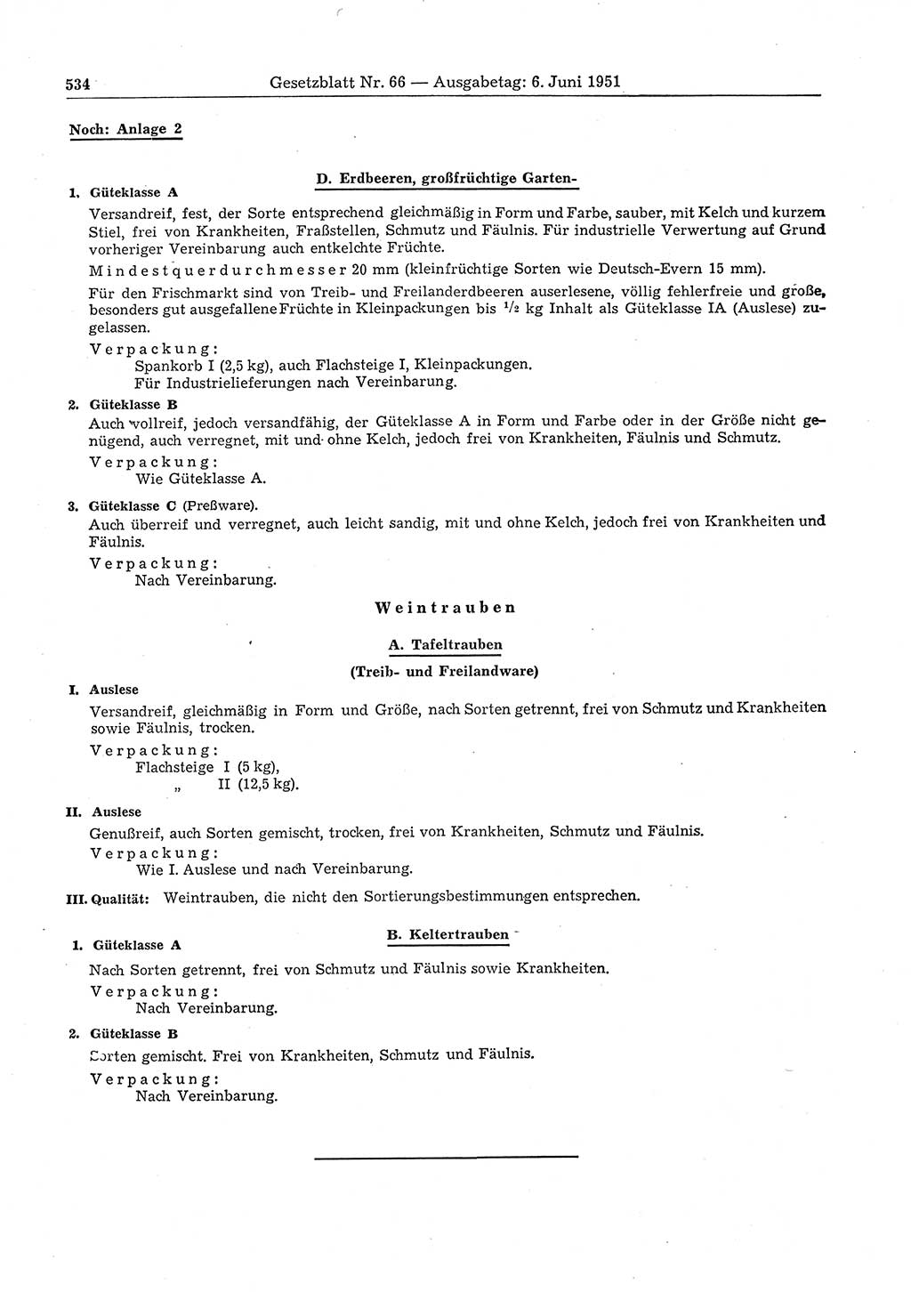 Gesetzblatt (GBl.) der Deutschen Demokratischen Republik (DDR) 1951, Seite 534 (GBl. DDR 1951, S. 534)