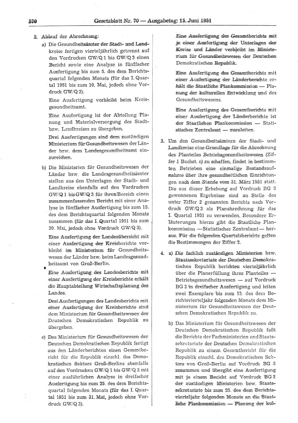 Gesetzblatt (GBl.) der Deutschen Demokratischen Republik (DDR) 1951, Seite 570 (GBl. DDR 1951, S. 570)