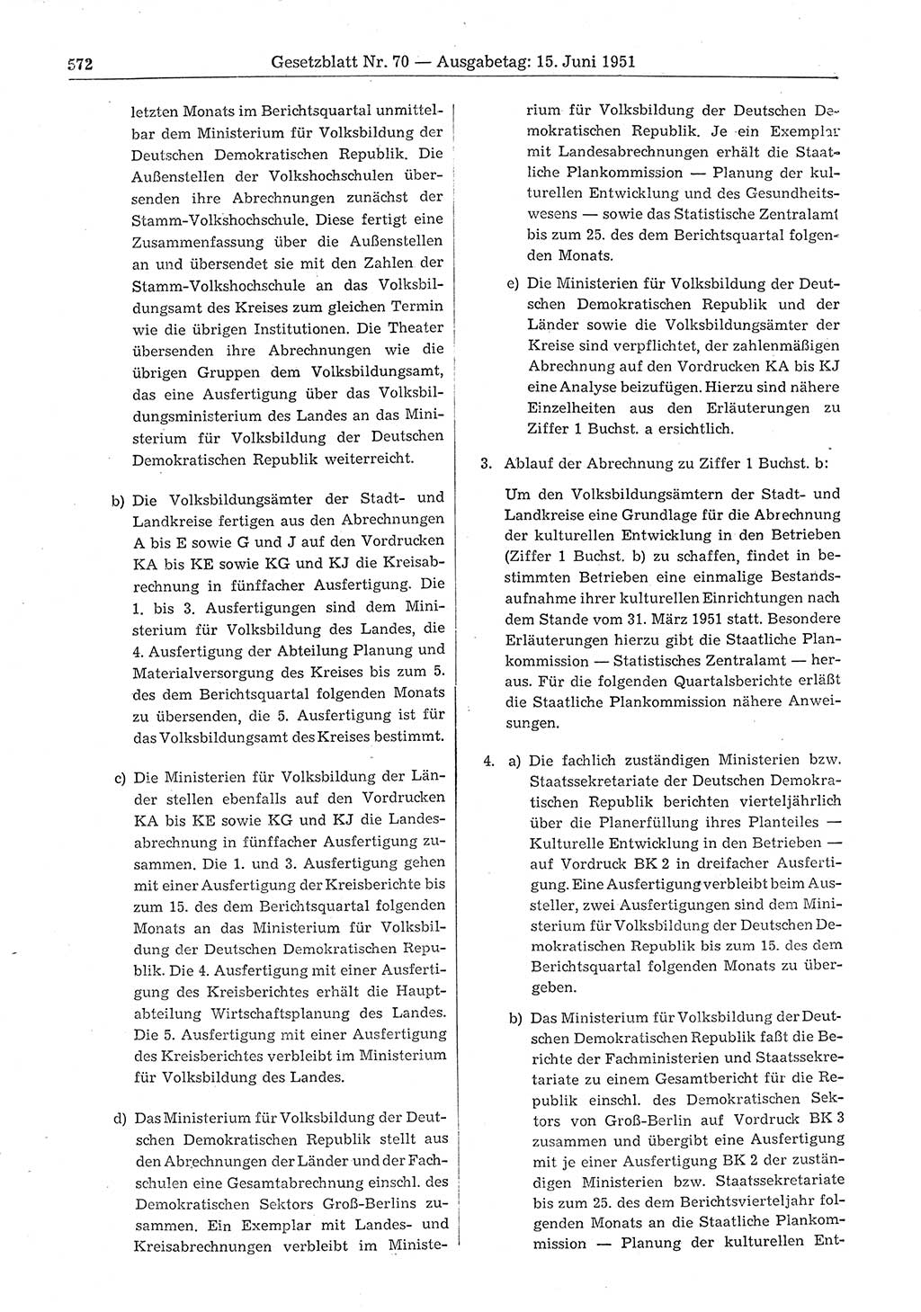 Gesetzblatt (GBl.) der Deutschen Demokratischen Republik (DDR) 1951, Seite 572 (GBl. DDR 1951, S. 572)