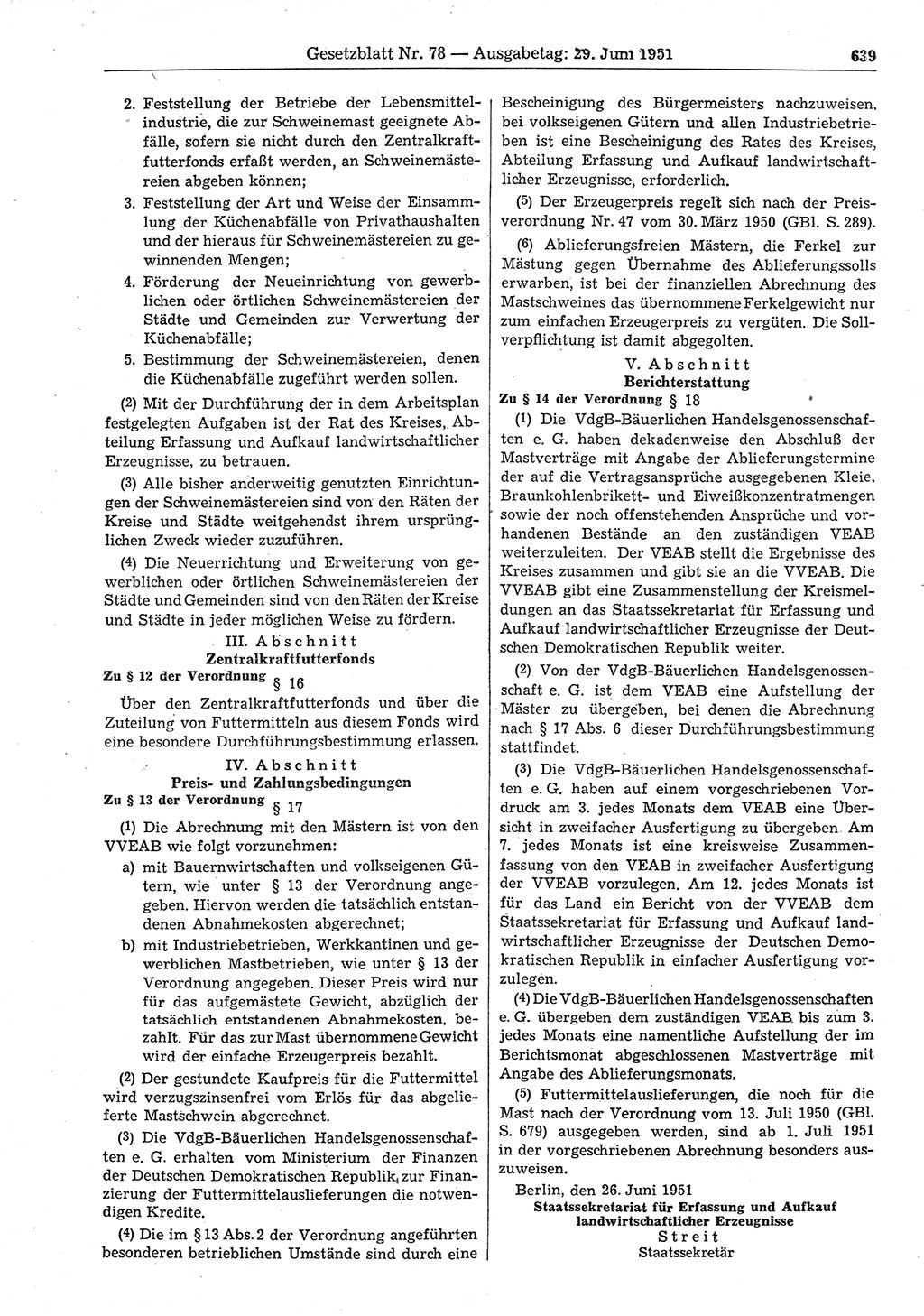 Gesetzblatt (GBl.) der Deutschen Demokratischen Republik (DDR) 1951, Seite 639 (GBl. DDR 1951, S. 639)