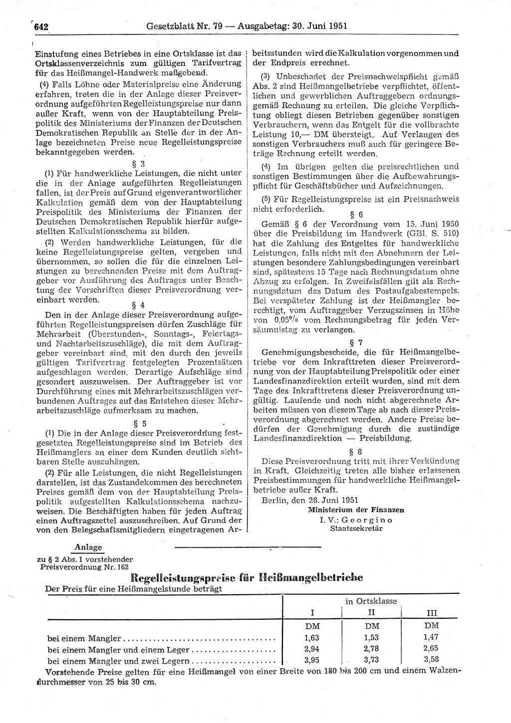Gesetzblatt (GBl.) der Deutschen Demokratischen Republik (DDR) 1951, Seite 642 (GBl. DDR 1951, S. 642)