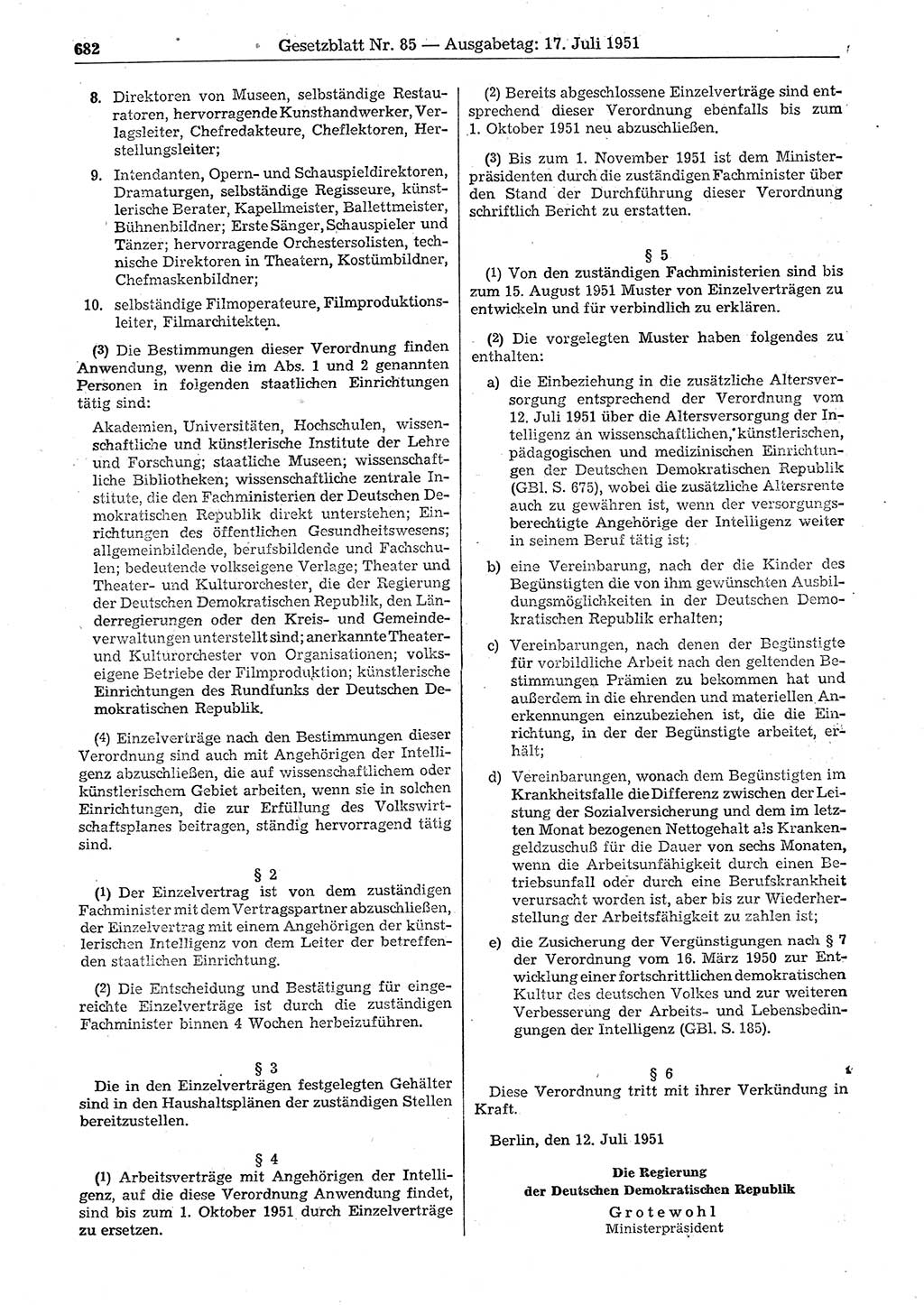 Gesetzblatt (GBl.) der Deutschen Demokratischen Republik (DDR) 1951, Seite 682 (GBl. DDR 1951, S. 682)