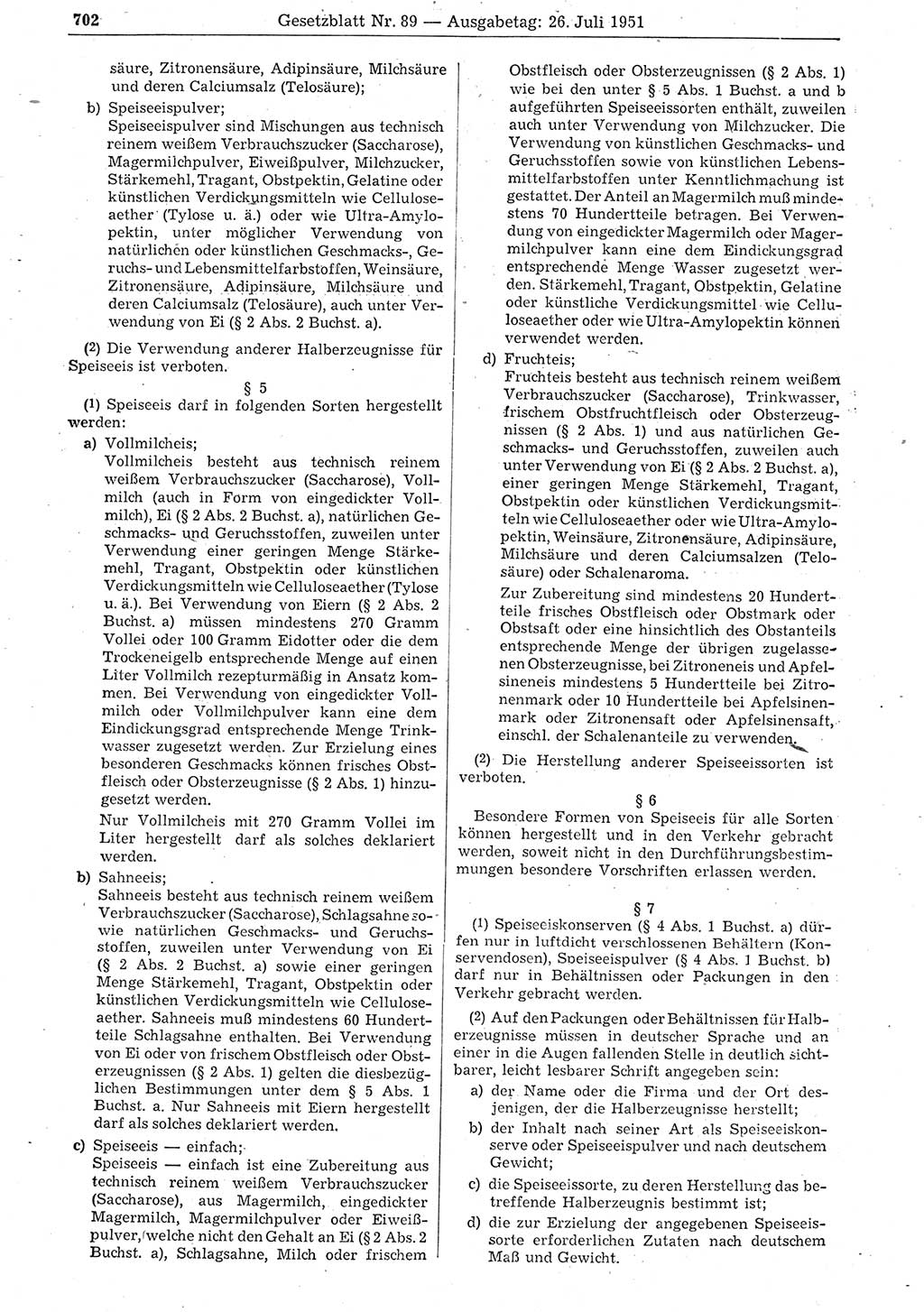 Gesetzblatt (GBl.) der Deutschen Demokratischen Republik (DDR) 1951, Seite 702 (GBl. DDR 1951, S. 702)