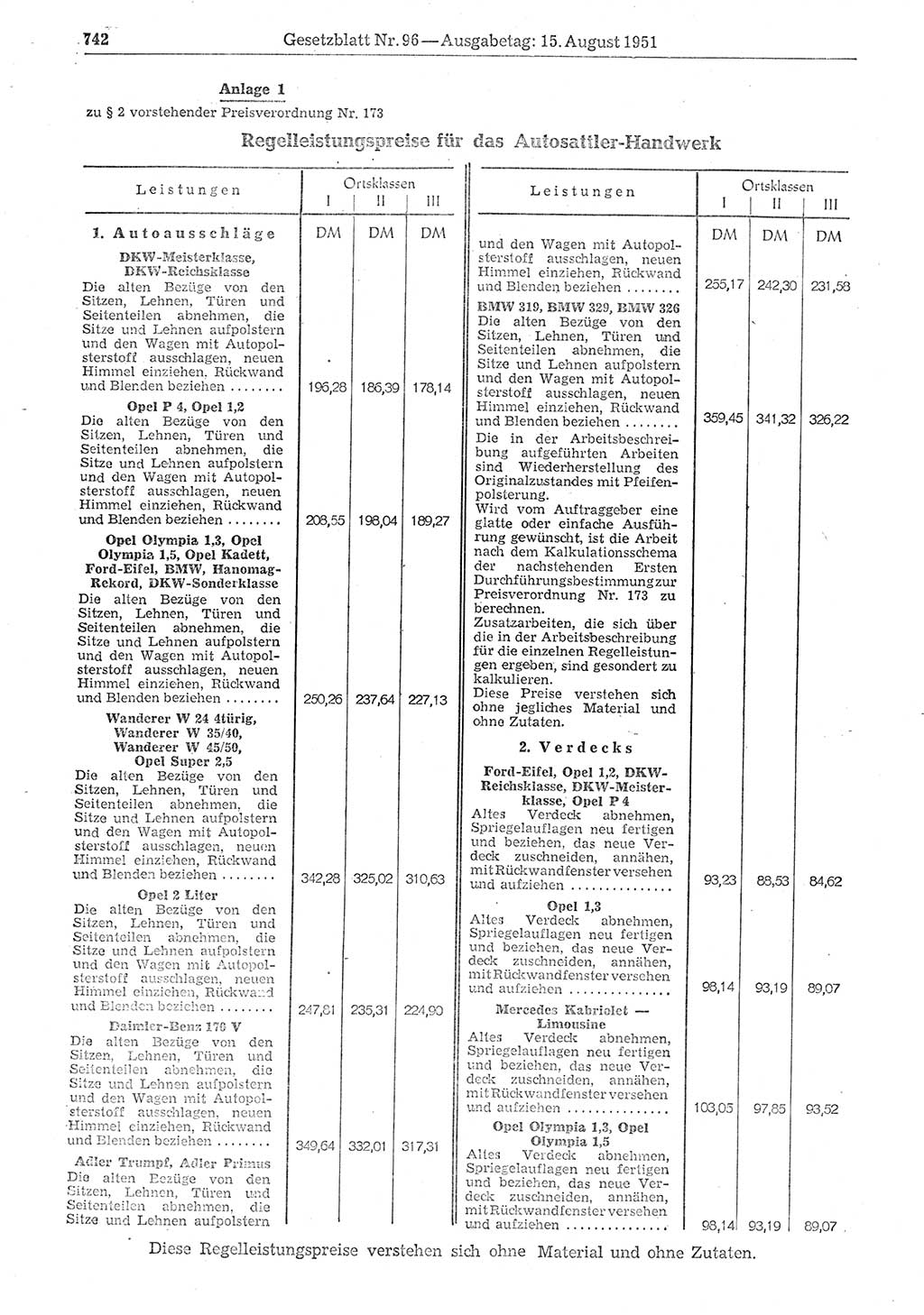 Gesetzblatt (GBl.) der Deutschen Demokratischen Republik (DDR) 1951, Seite 742 (GBl. DDR 1951, S. 742)