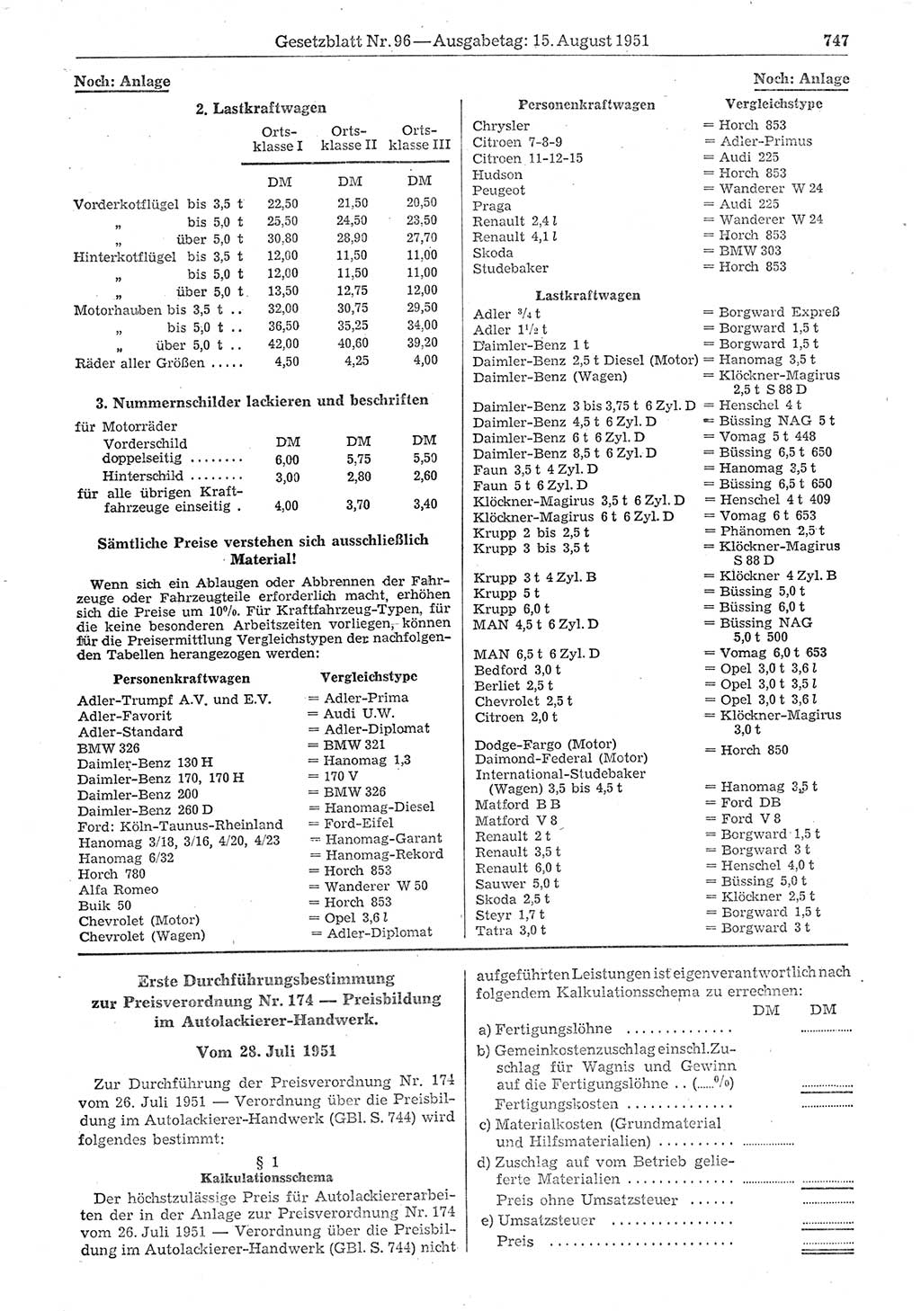 Gesetzblatt (GBl.) der Deutschen Demokratischen Republik (DDR) 1951, Seite 747 (GBl. DDR 1951, S. 747)