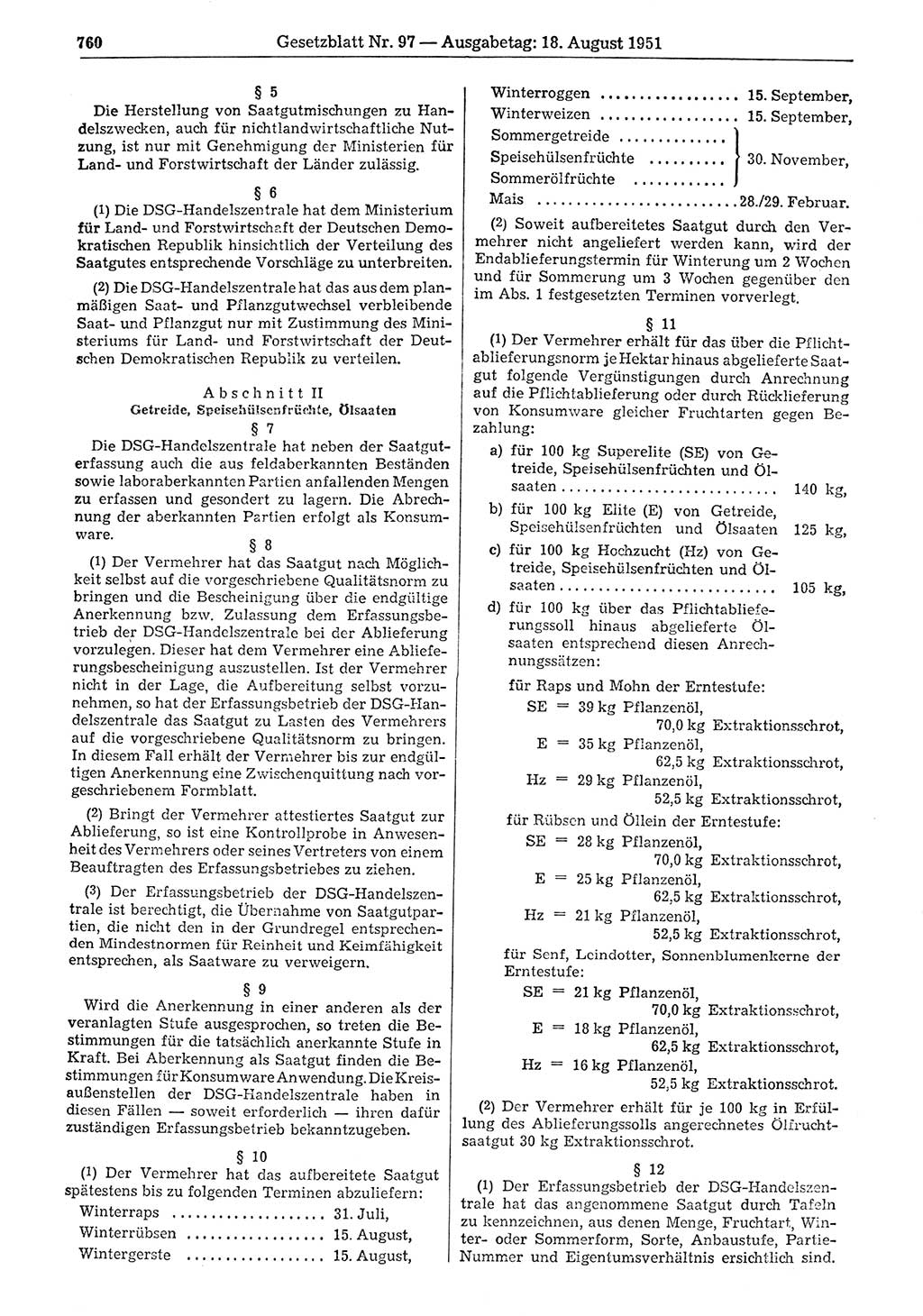 Gesetzblatt (GBl.) der Deutschen Demokratischen Republik (DDR) 1951, Seite 760 (GBl. DDR 1951, S. 760)