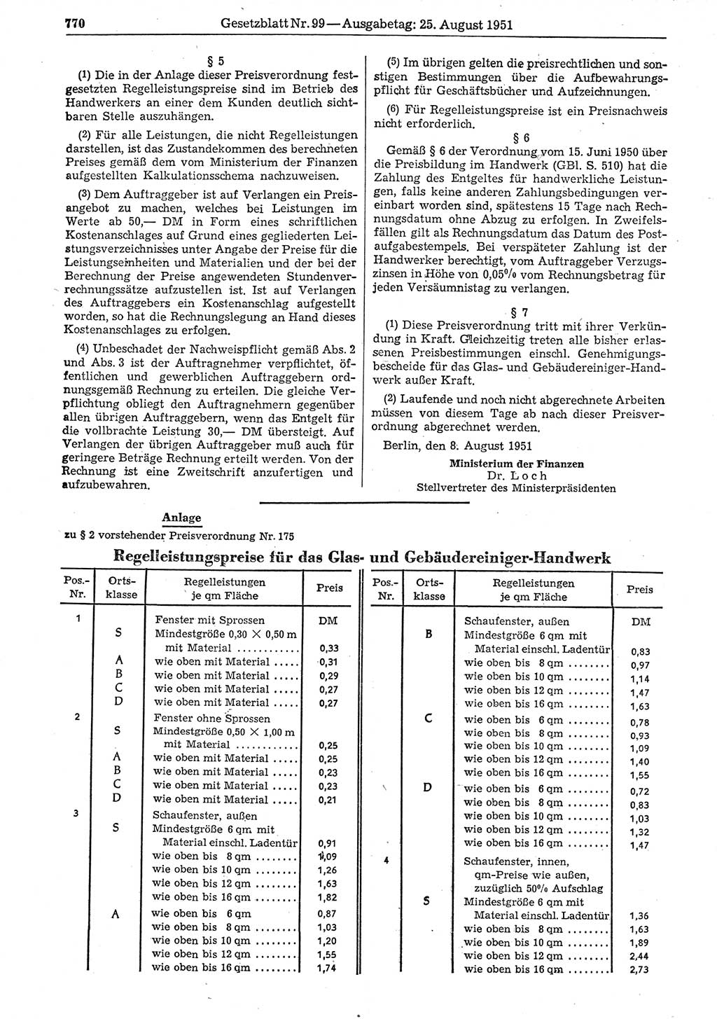 Gesetzblatt (GBl.) der Deutschen Demokratischen Republik (DDR) 1951, Seite 770 (GBl. DDR 1951, S. 770)