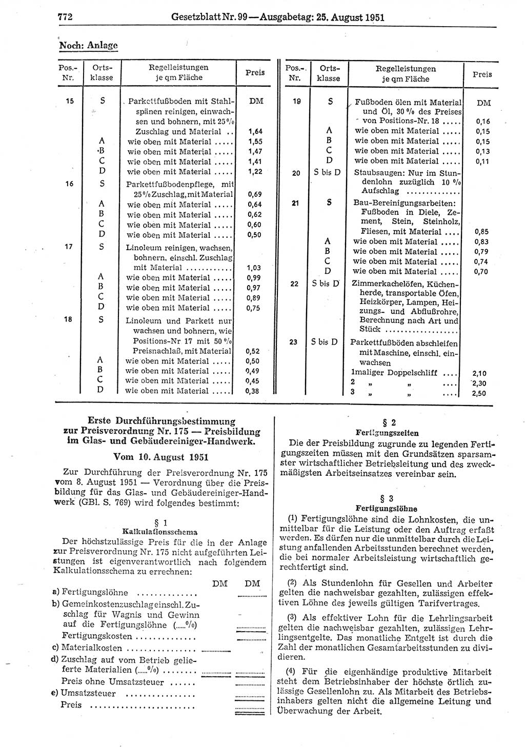Gesetzblatt (GBl.) der Deutschen Demokratischen Republik (DDR) 1951, Seite 772 (GBl. DDR 1951, S. 772)