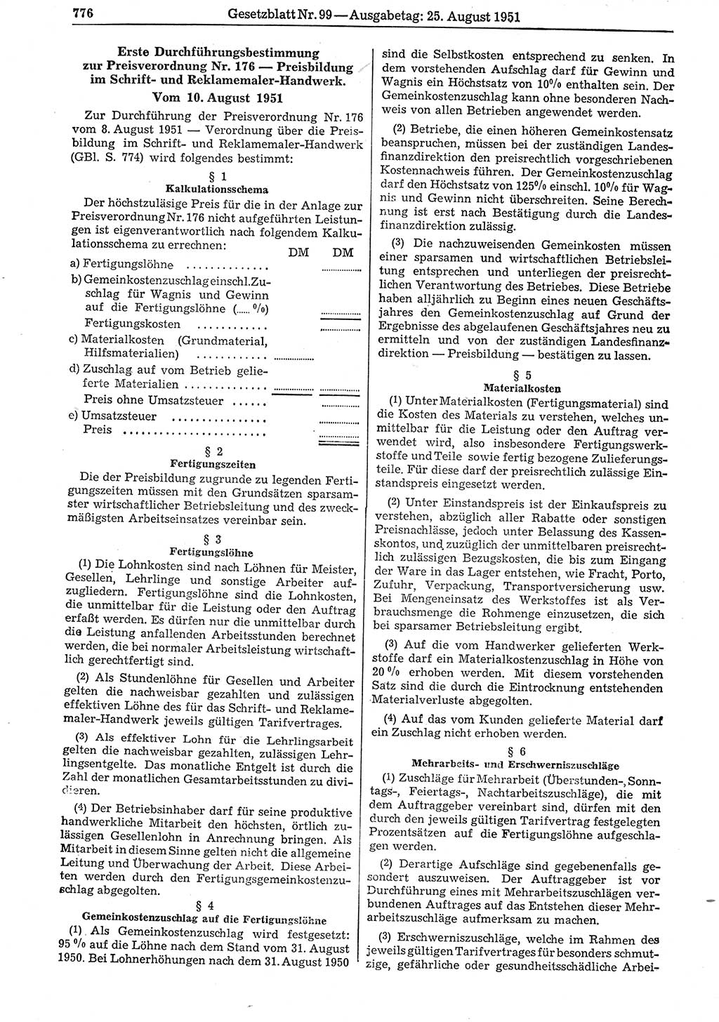 Gesetzblatt (GBl.) der Deutschen Demokratischen Republik (DDR) 1951, Seite 776 (GBl. DDR 1951, S. 776)