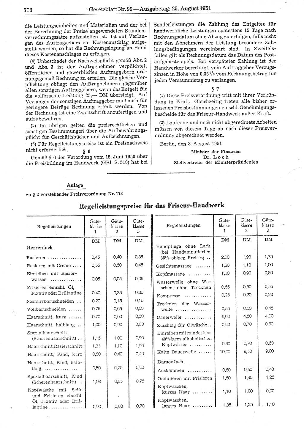 Gesetzblatt (GBl.) der Deutschen Demokratischen Republik (DDR) 1951, Seite 778 (GBl. DDR 1951, S. 778)