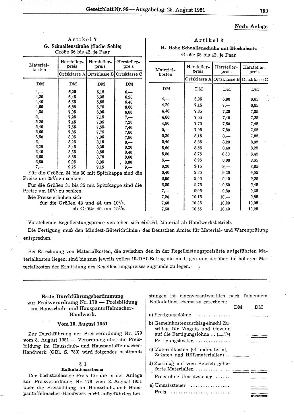 Gesetzblatt (GBl.) der Deutschen Demokratischen Republik (DDR) 1951, Seite 783 (GBl. DDR 1951, S. 783)